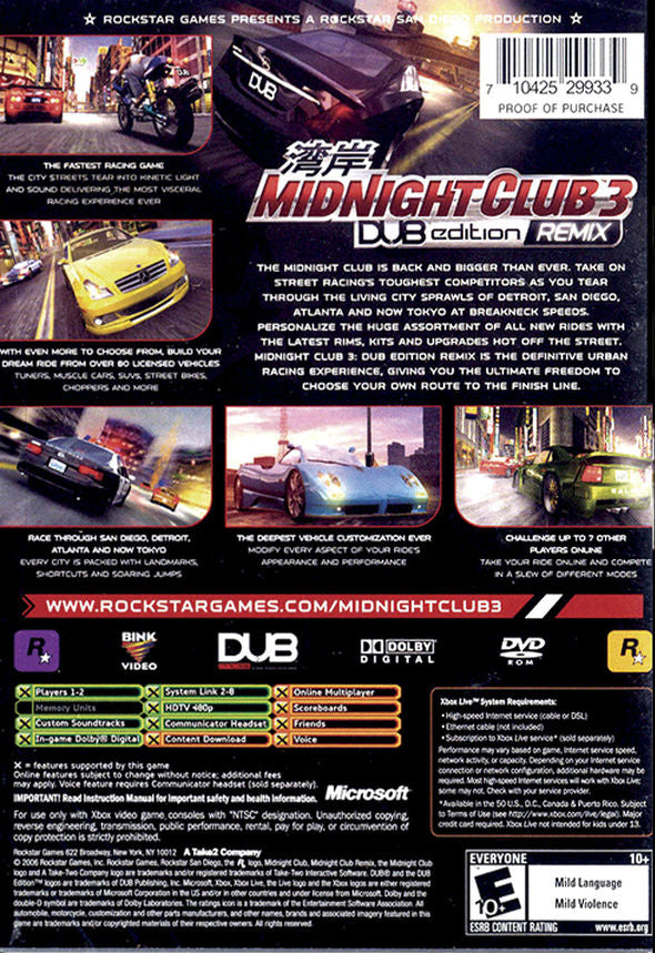 Midnight Club 3 DUB Edition Remix Xbox - Video Game - Used - CaveGamers - Image 2
