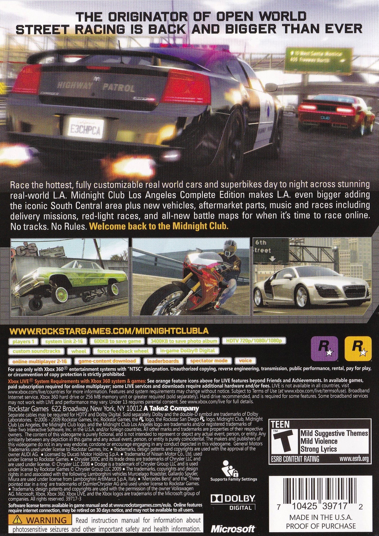 Midnight Club: Los Angeles Complete Edition Xbox 360 - Video Game - Used - CaveGamers - Image 2