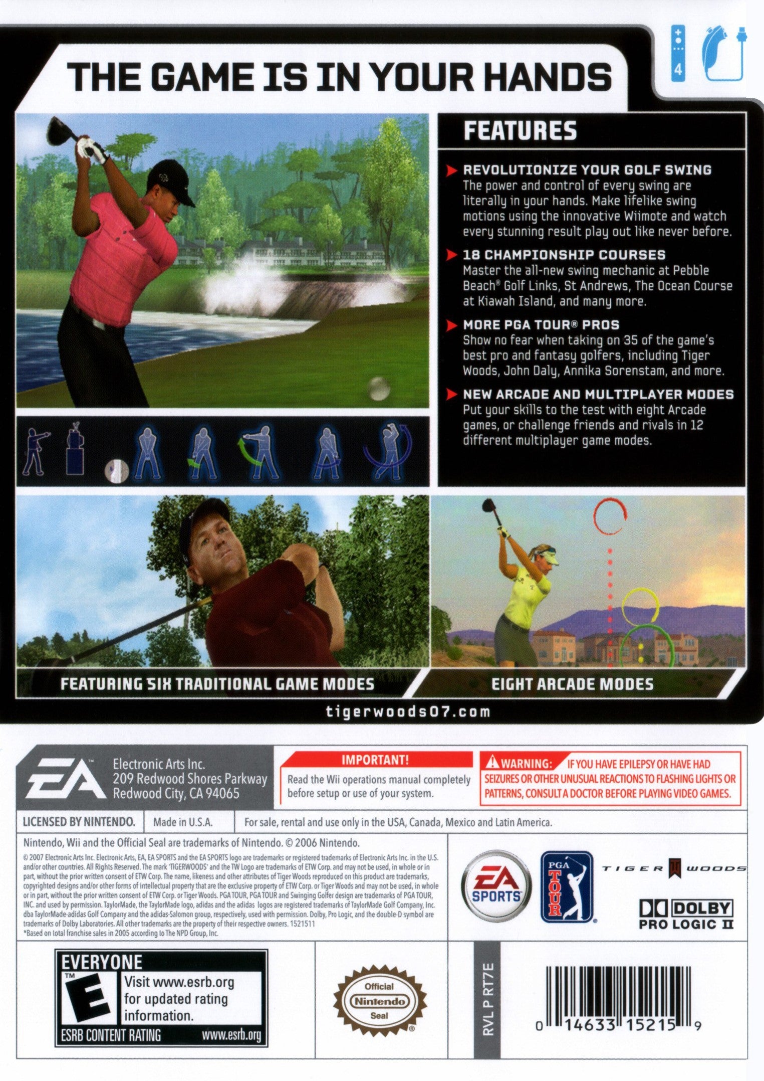 Tiger Woods PGA Tour 07 Wii - Video Game - Used - CaveGamers - Image 2