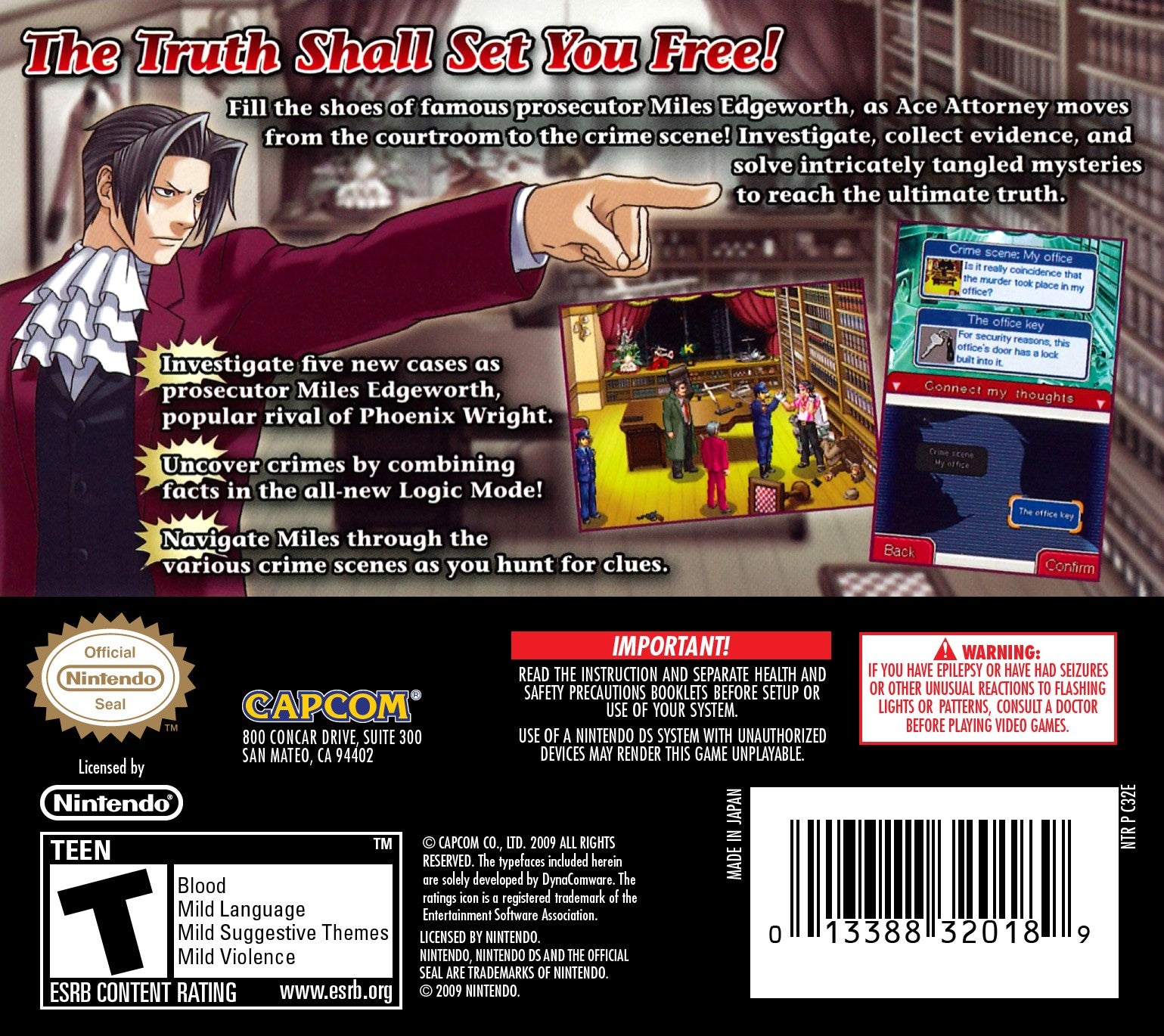 Ace Attorney Investigations: Miles Edgeworth DS - Video Game - Used - CaveGamers - Image 2