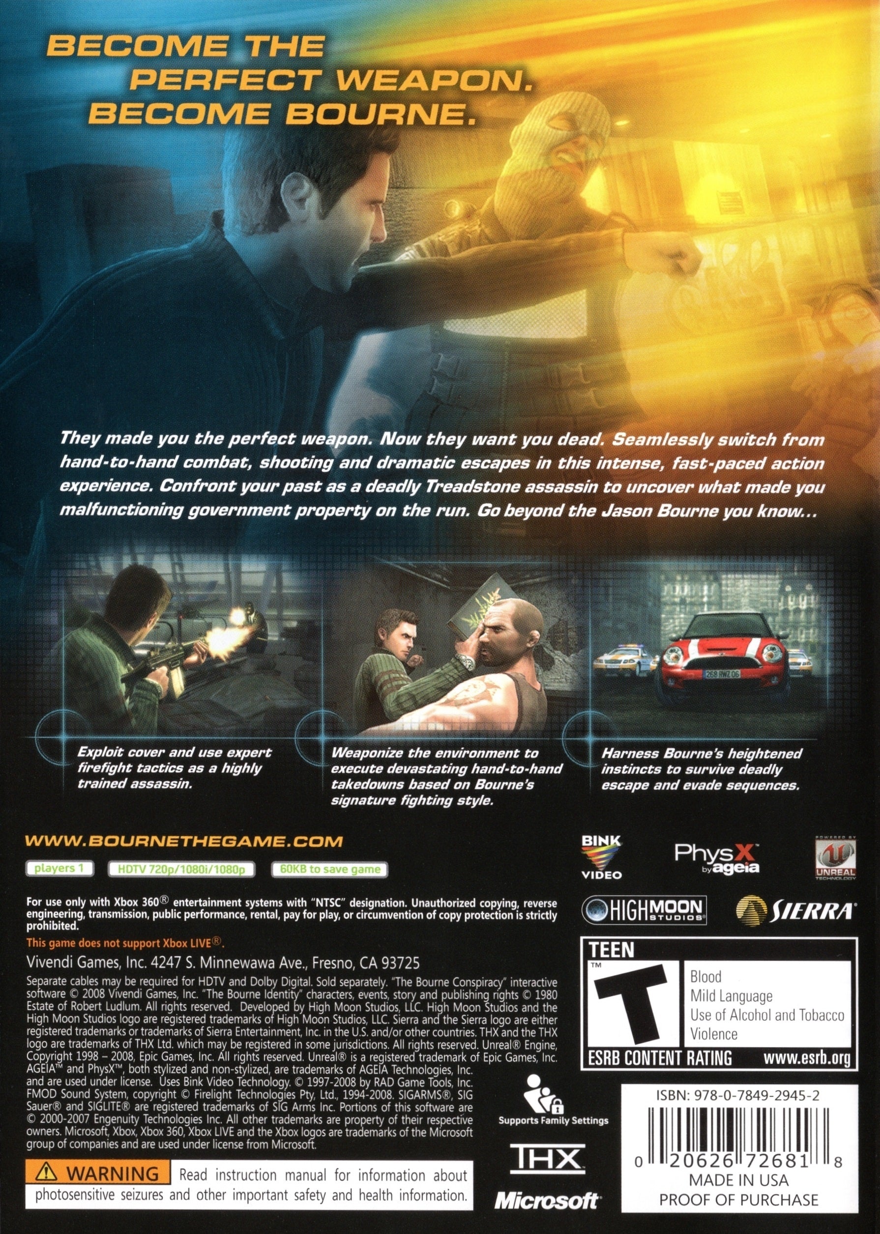 Robert Ludlum's The Bourne Conspiracy Xbox 360 - Video Game - Used - CaveGamers - Image 2
