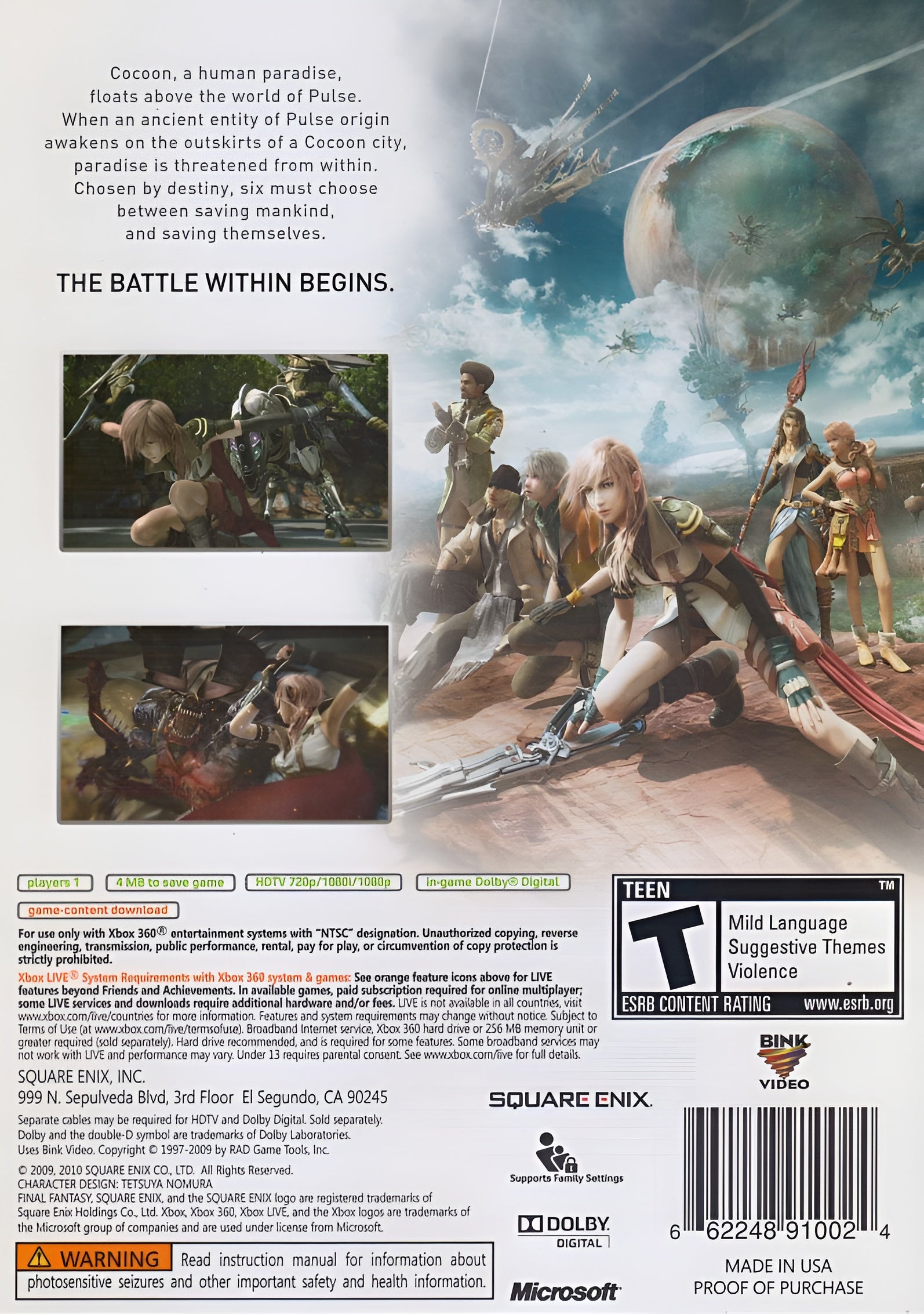 Final Fantasy XIII: Platinum Hits [3 Discs] Xbox 360 - Video Game - Used - CaveGamers - Image 2