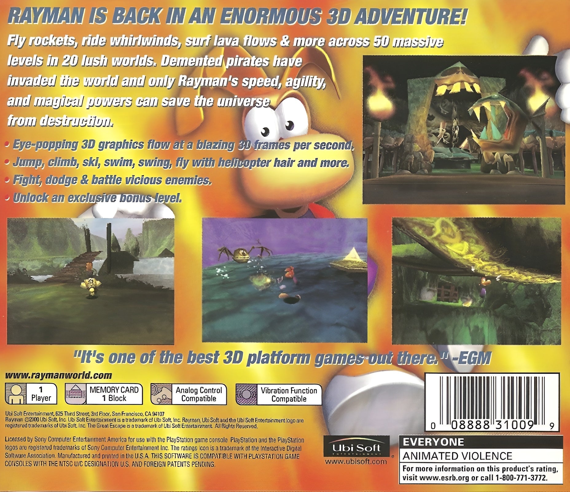 Rayman 2: The Great Escape Playstation - Video Game - Used - CaveGamers - Image 2