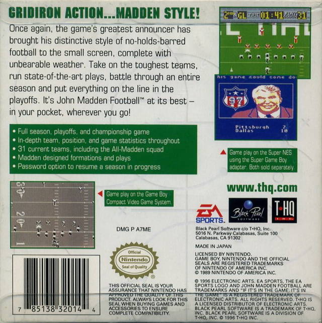 Madden 97 Football Game Boy - Video Game - Used - CaveGamers - Image 2