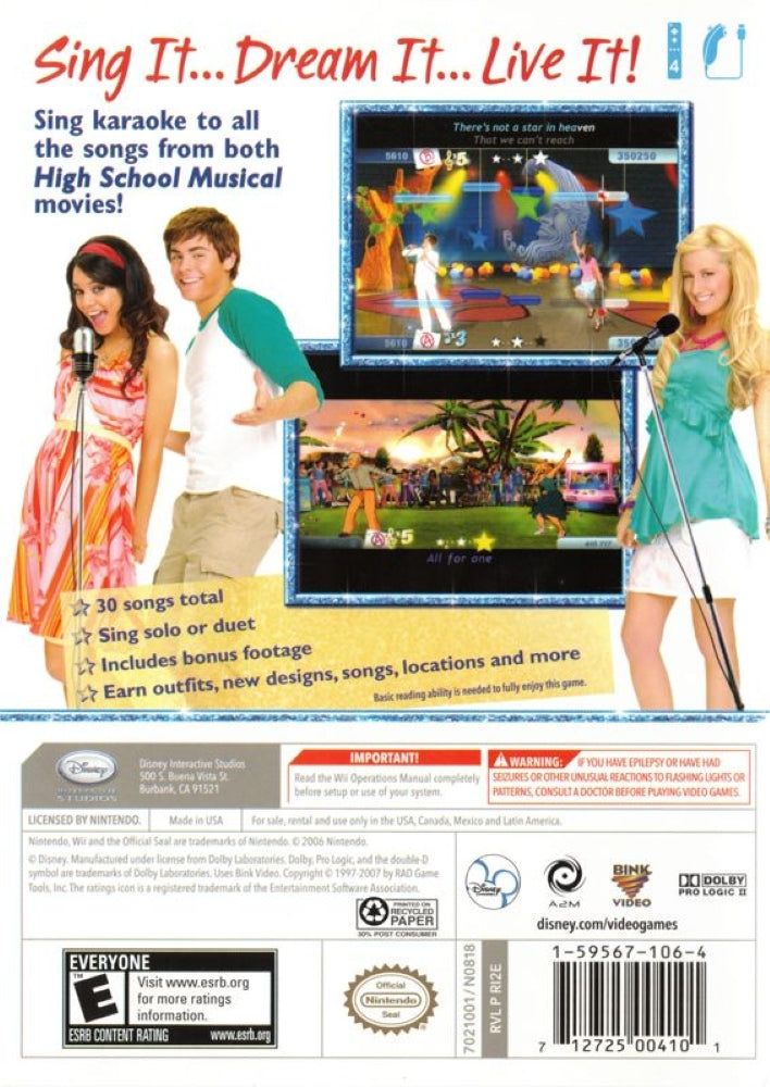 High School Musical Sing It Game Only Wii - Video Game - Used - CaveGamers - Image 2