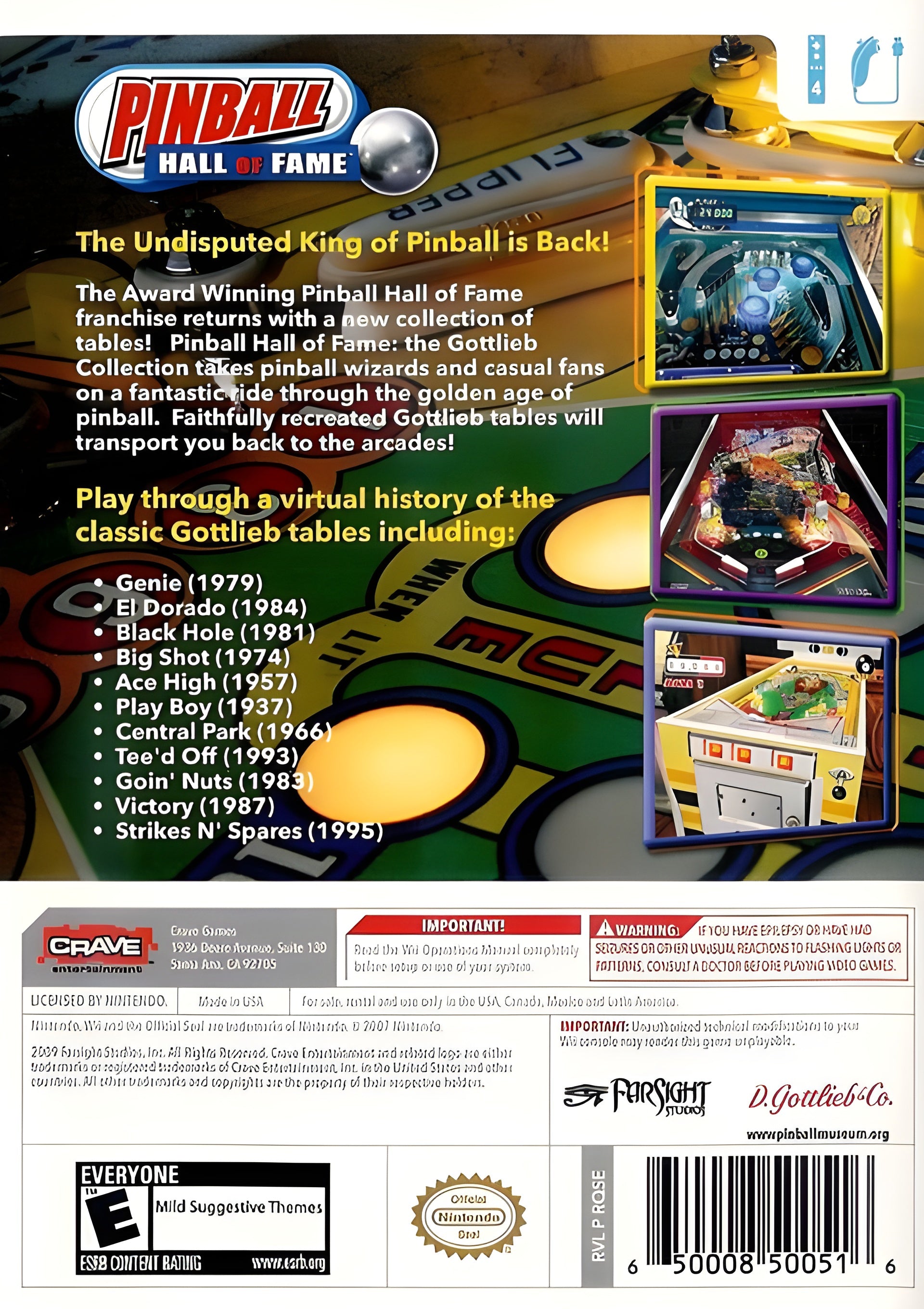 Pinball Hall of Fame: The Gottlieb Collection Wii - Video Game - Used - CaveGamers - Image 2