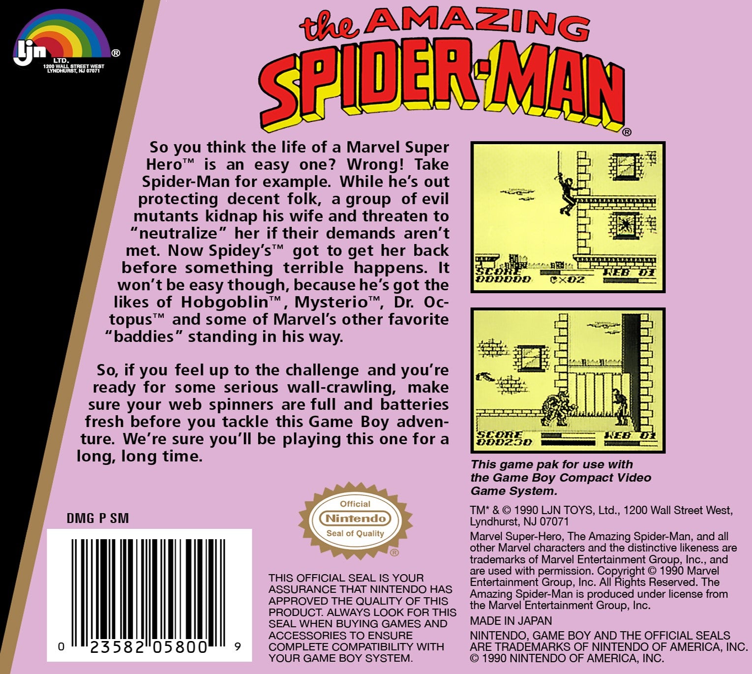 The Amazing Spider-Man Game Boy - Video Game - Used - CaveGamers - Image 2
