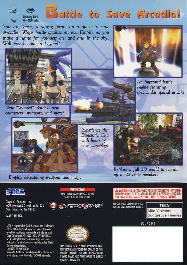 Skies of Arcadia: Legends GameCube - Video Game - Used - CaveGamers - Image 2