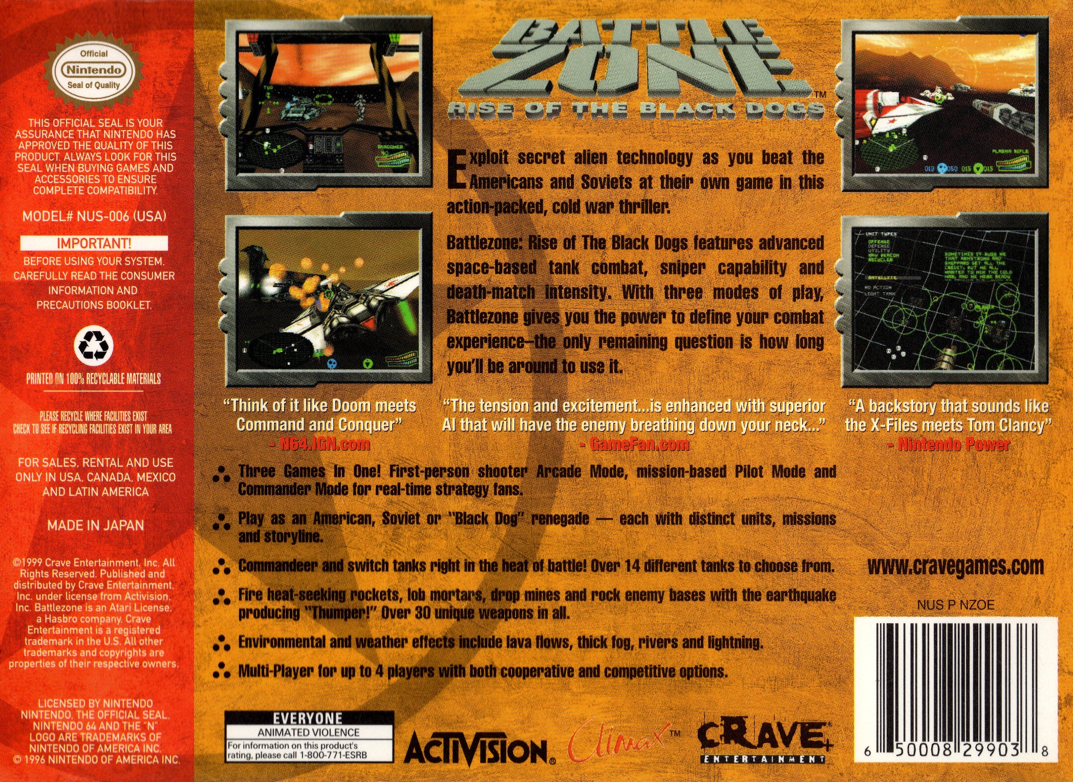 Battlezone: Rise of the Black Dogs N64 - Video Game - Used - CaveGamers - Image 2