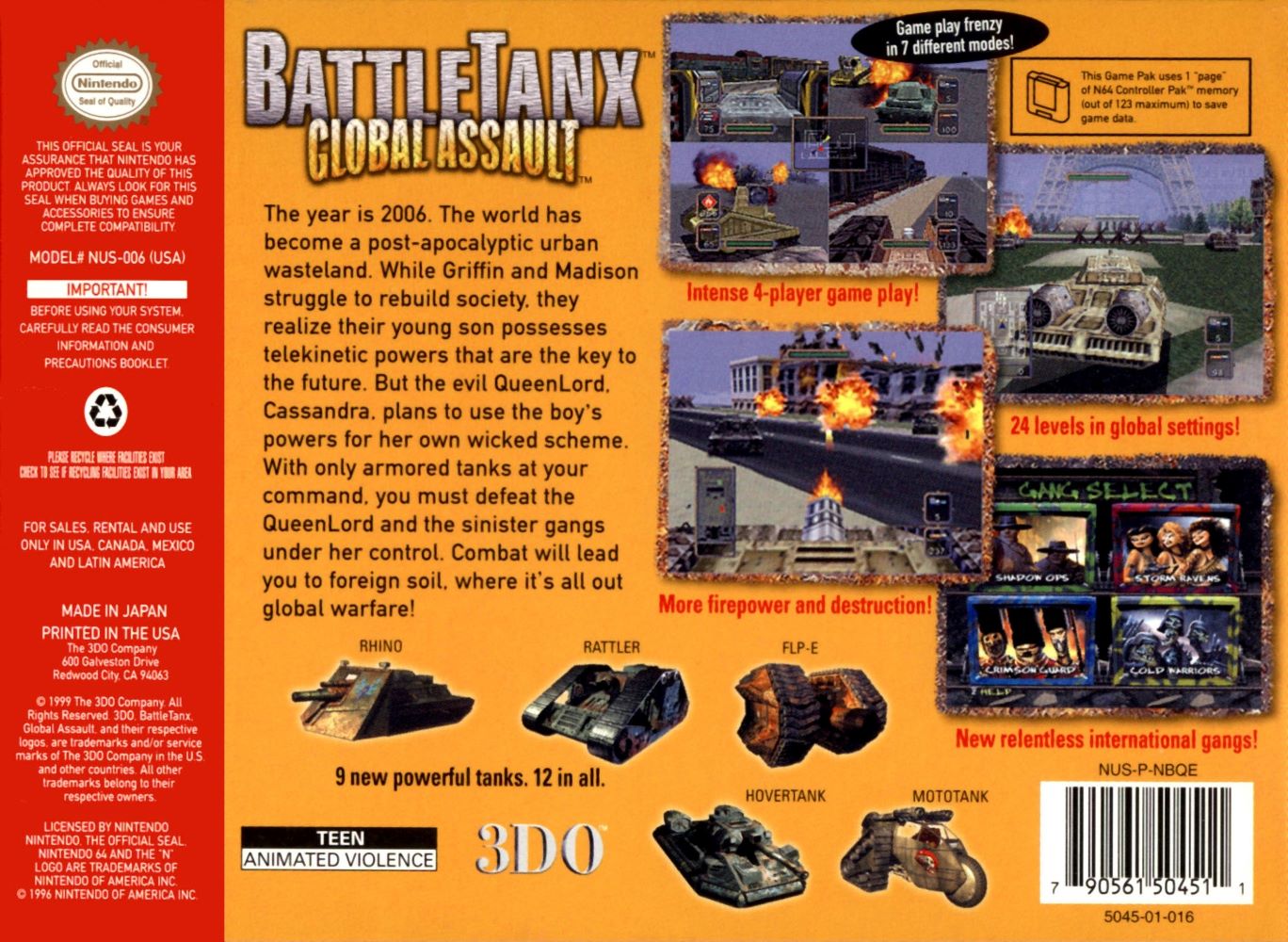 Battletanx Global Assault N64 - Video Game - Used - CaveGamers - Image 2