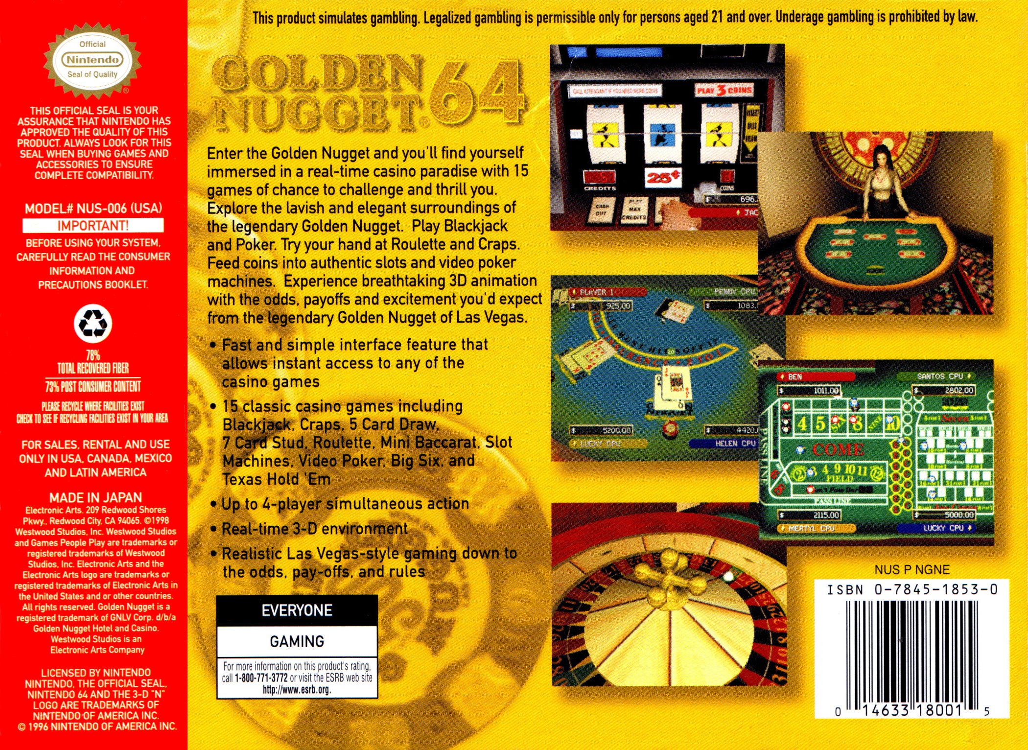 Golden Nugget 64 N64 - Video Game - Used - CaveGamers - Image 2