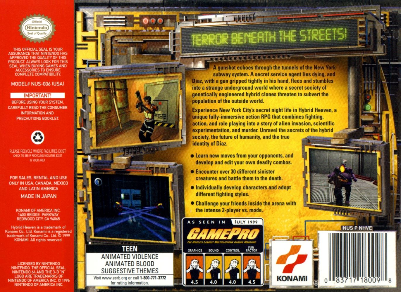 Hybrid Heaven N64 - Video Game - Used - CaveGamers - Image 2