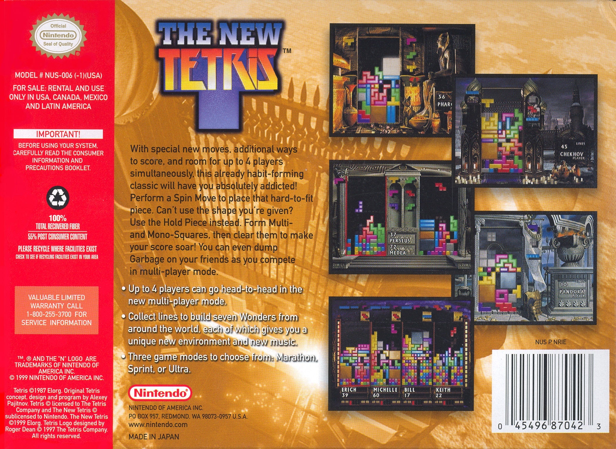 The New Tetris N64 - Video Game - Used - CaveGamers - Image 2