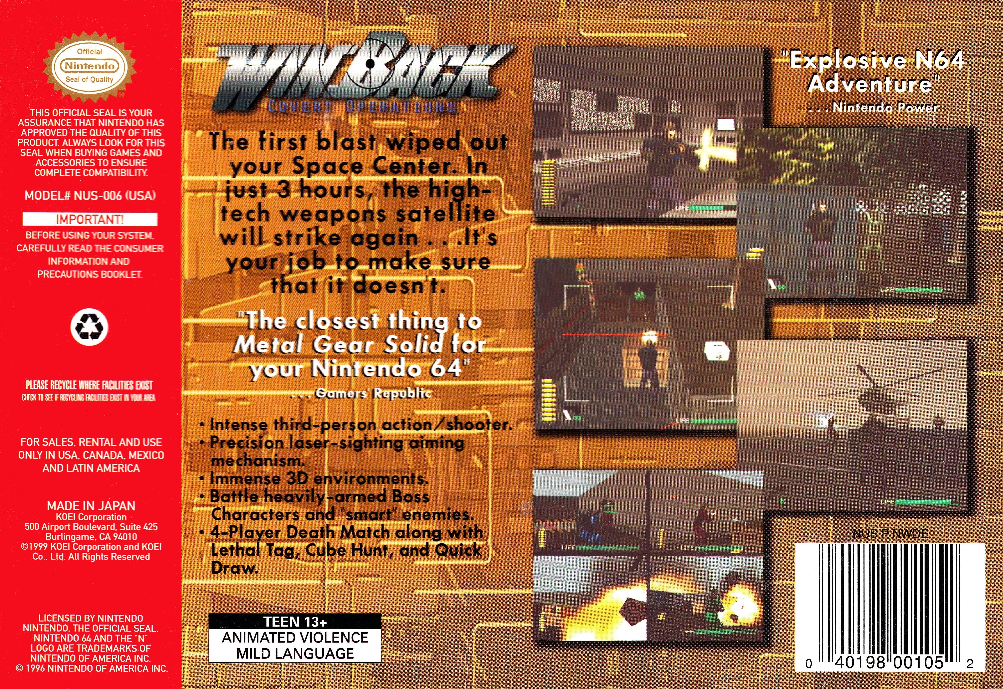 Winback Covert Operations N64 - Video Game - Used - CaveGamers - Image 2