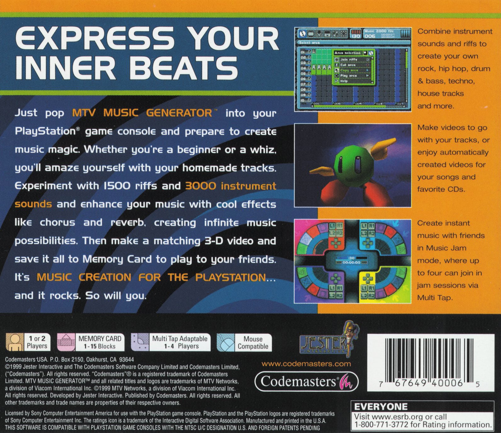 MTV Music Generator Playstation - Video Game - Used - CaveGamers - Image 2
