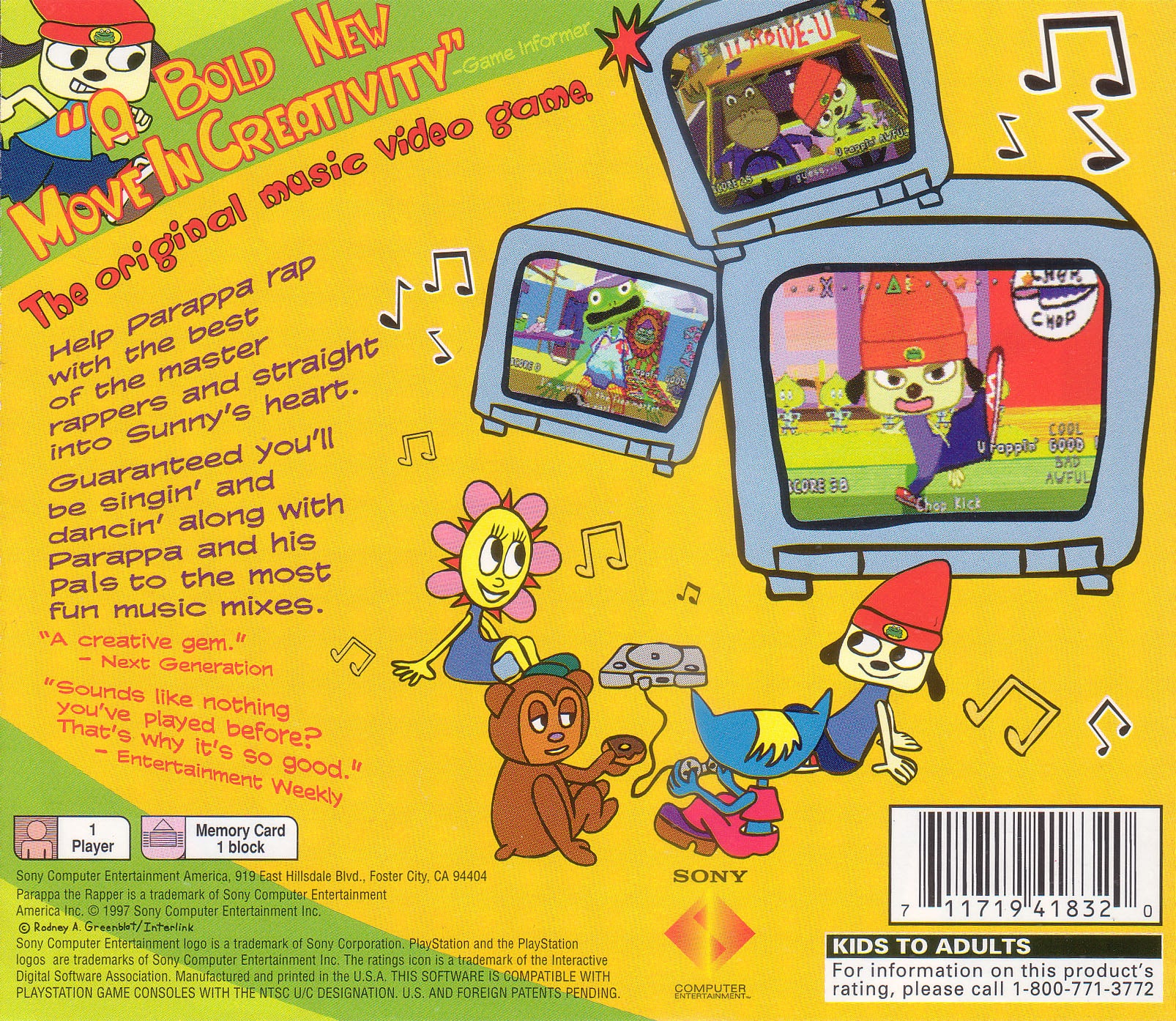 PaRappa the Rapper Playstation - Video Game - Used - CaveGamers - Image 2