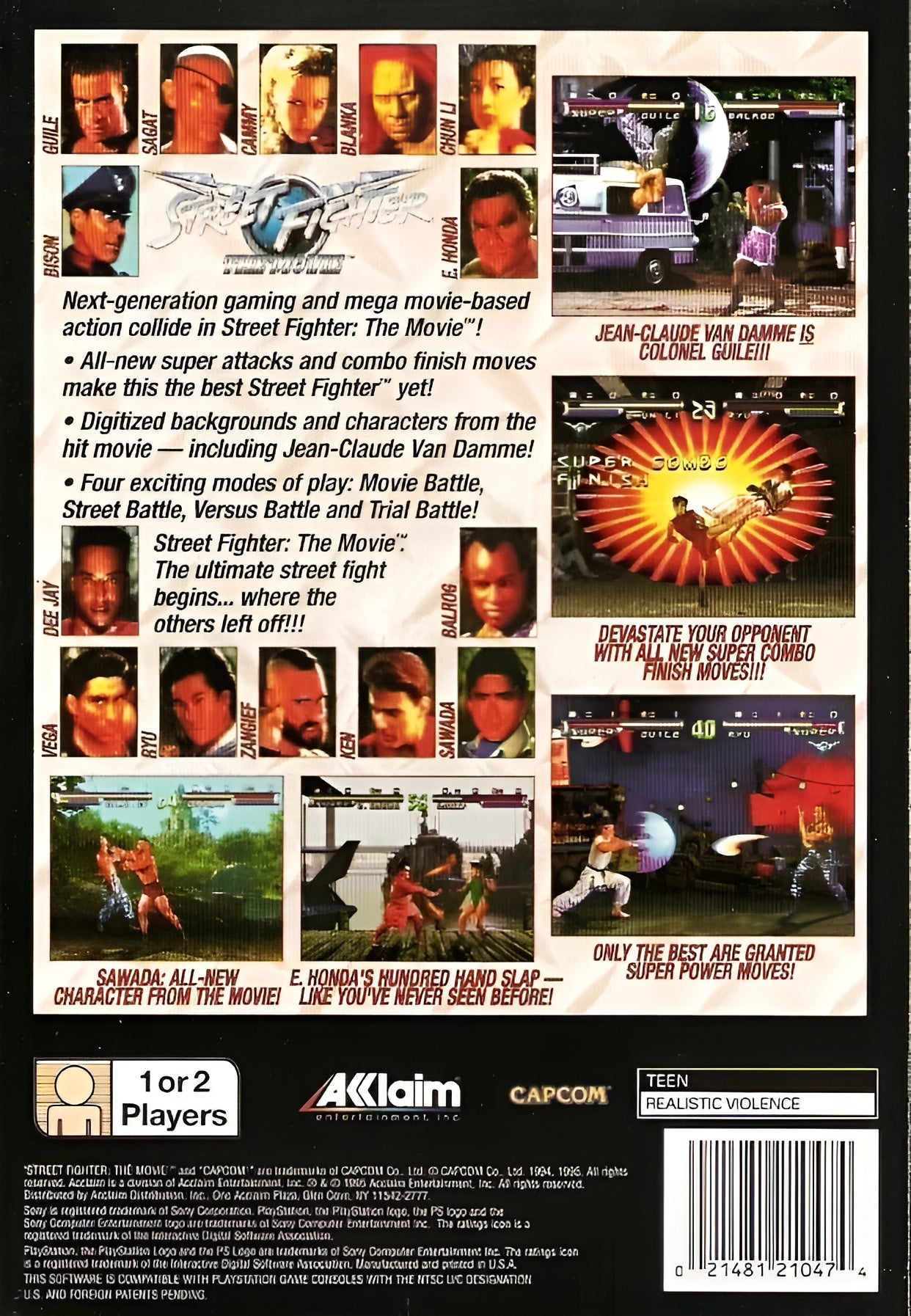 Street Fighter The Movie Playstation - Video Game - Used - CaveGamers - Image 2