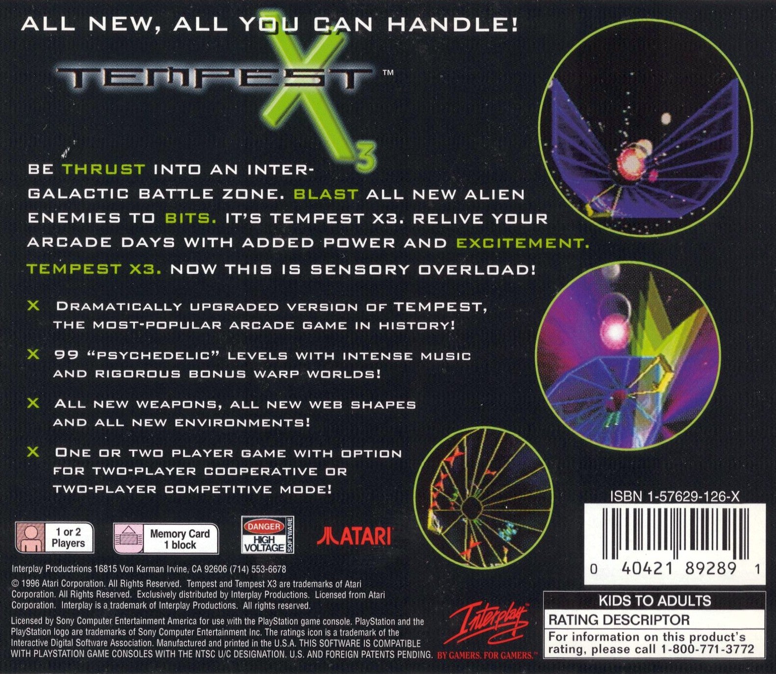 Tempest X3 An Inter-Galactic Battle Zone Playstation - Video Game - Used - CaveGamers - Image 2