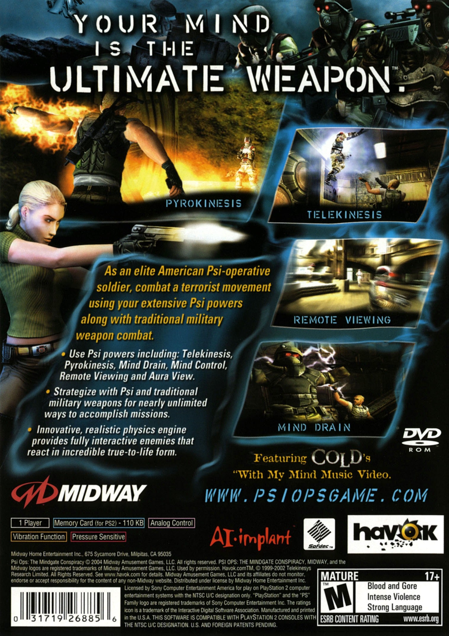 Psi-Ops Mindgate Conspiracy PS2 - Video Game - Used - CaveGamers - Image 2