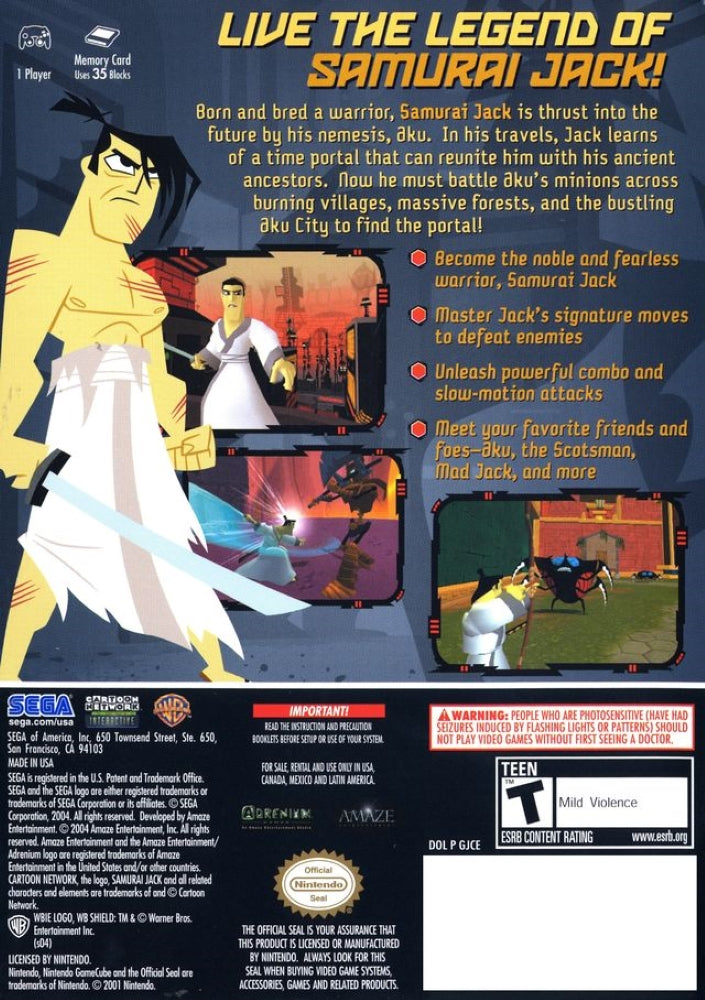 Samurai Jack Shadow of Aku PS2 - Video Game - Used - CaveGamers - Image 2