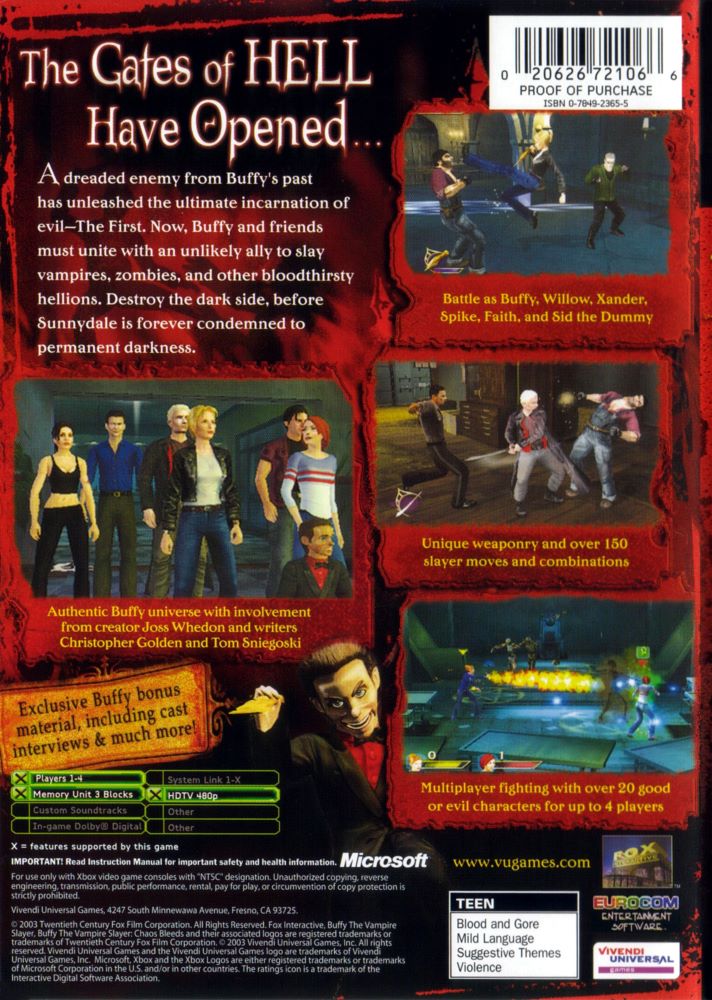 Buffy the Vampire Slayer Chaos Bleeds Xbox - Video Game - Used - CaveGamers - Image 2