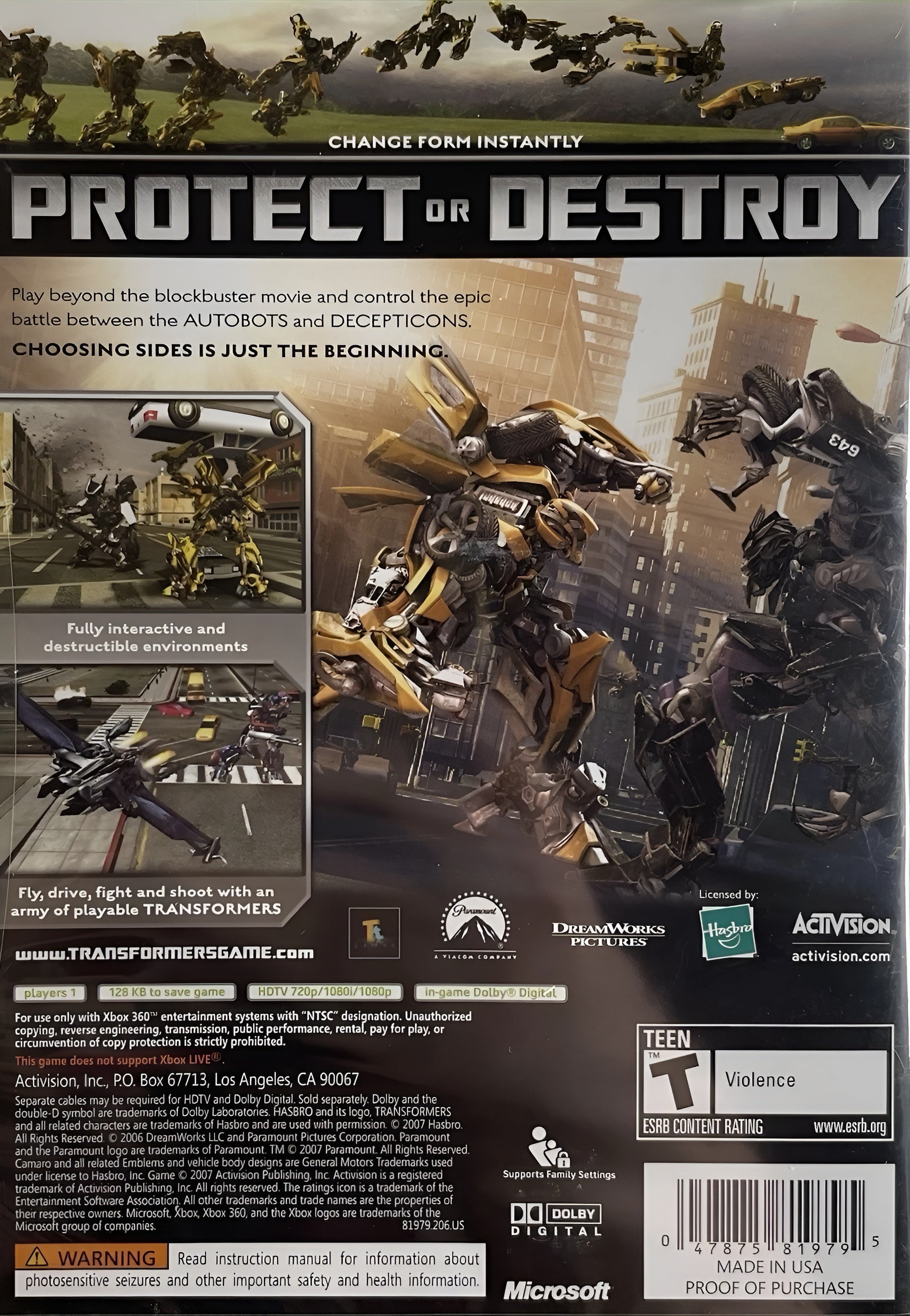 Transformers: The Game Xbox 360 - Video Game - Used - CaveGamers - Image 2