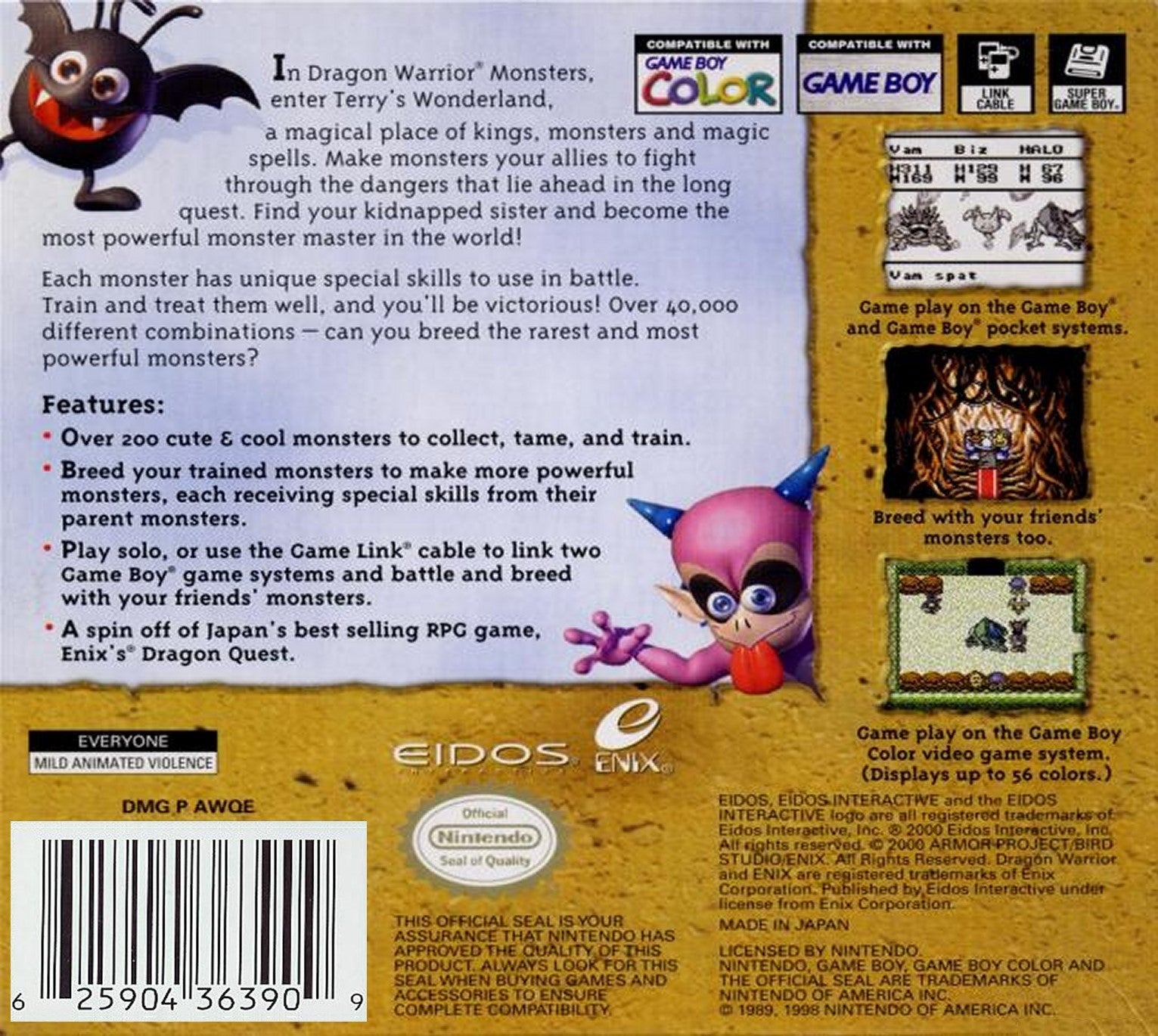 Dragon Warrior Monsters Game Boy Color - Video Game - Used - CaveGamers - Image 2