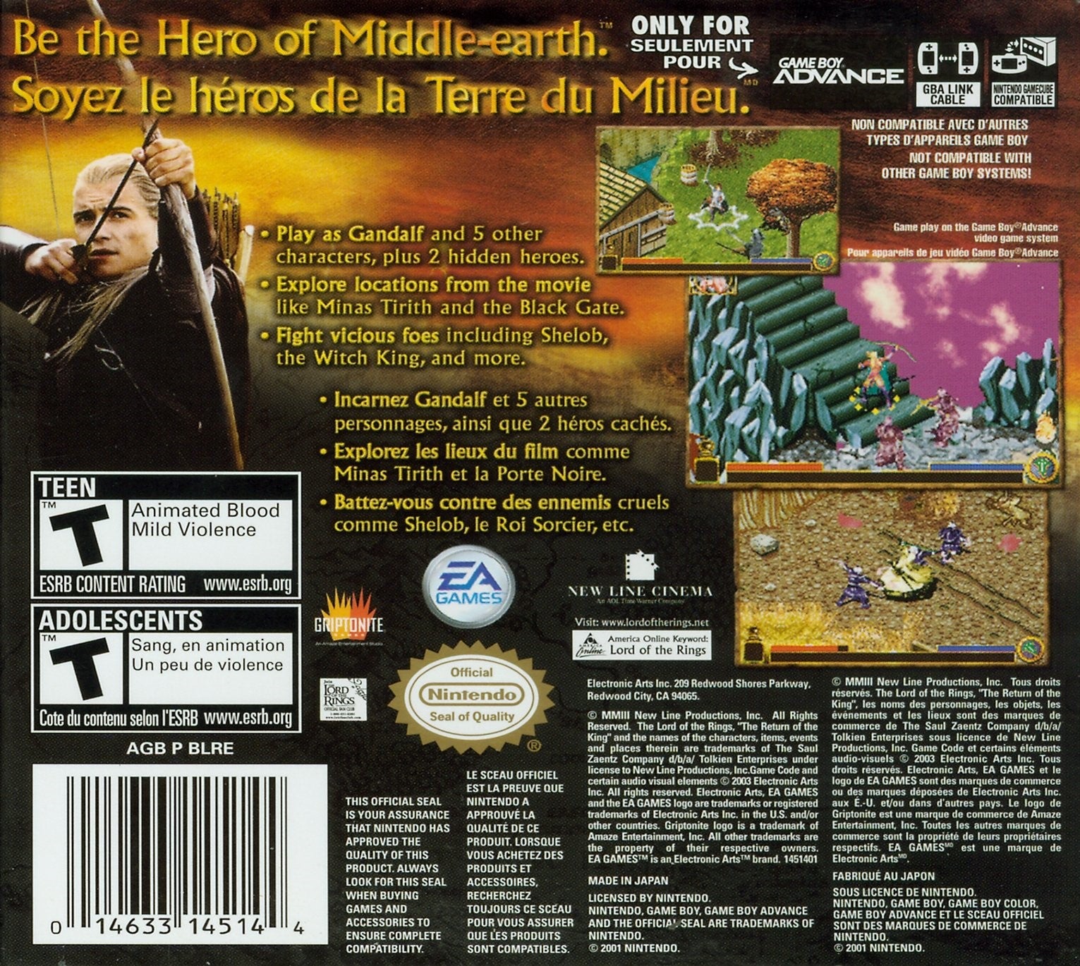 The Lord of the Rings: The Return of the King Game Boy Advance - Video Game - Used - CaveGamers - Image 2