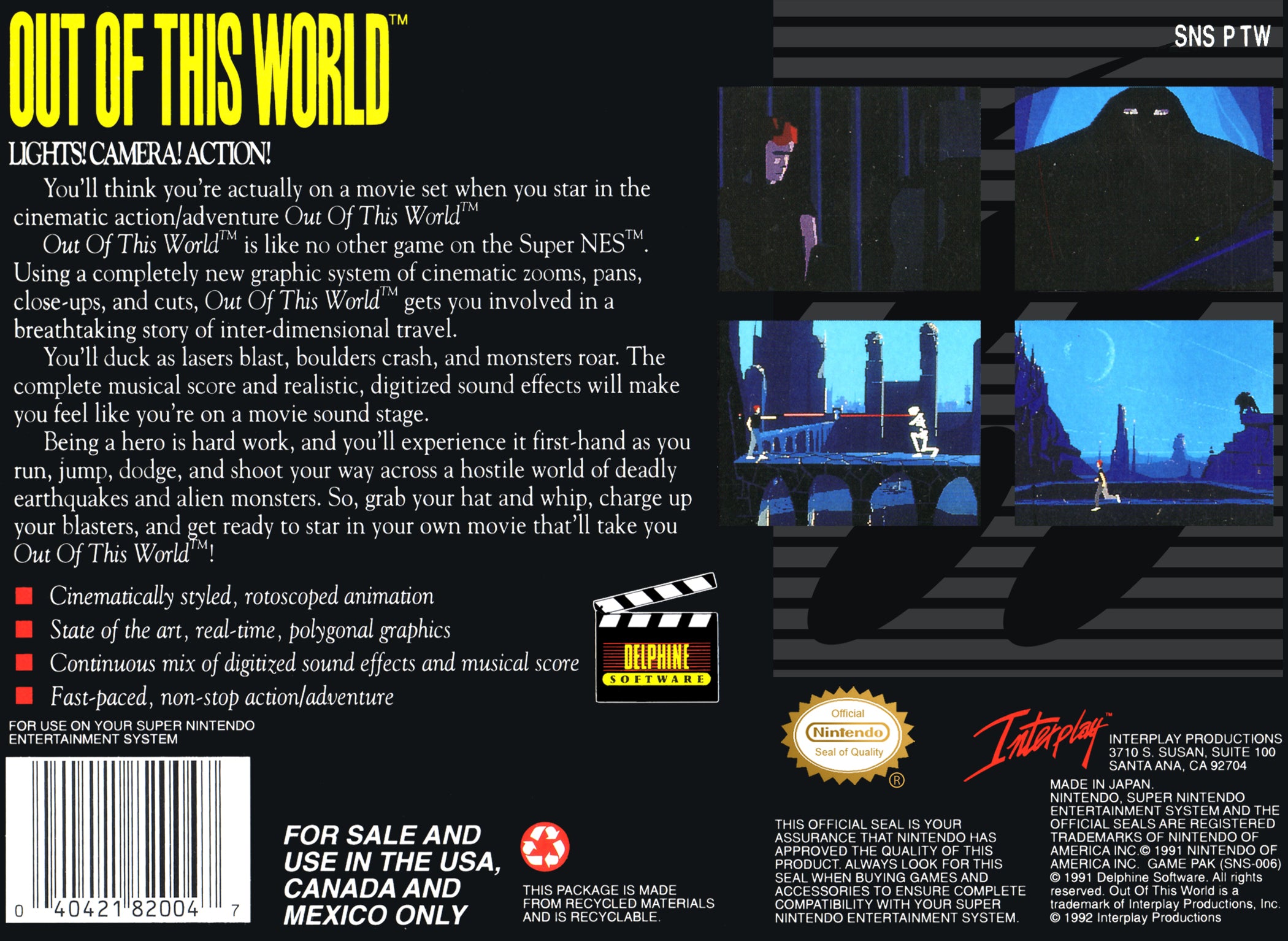 Out of This World SNES - Video Game - Used - CaveGamers - Image 2