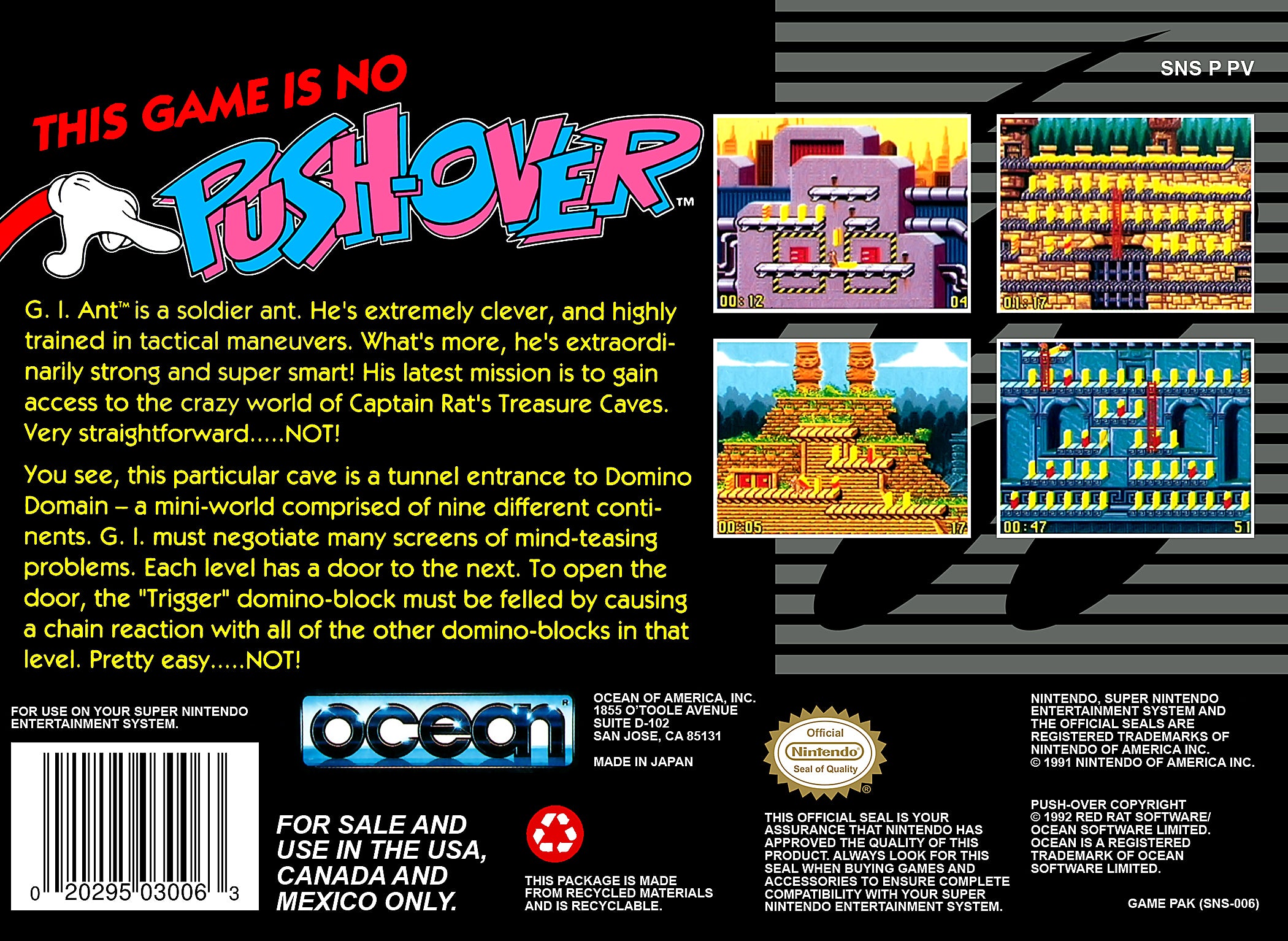 Push-Over SNES - Video Game - Used - CaveGamers - Image 2