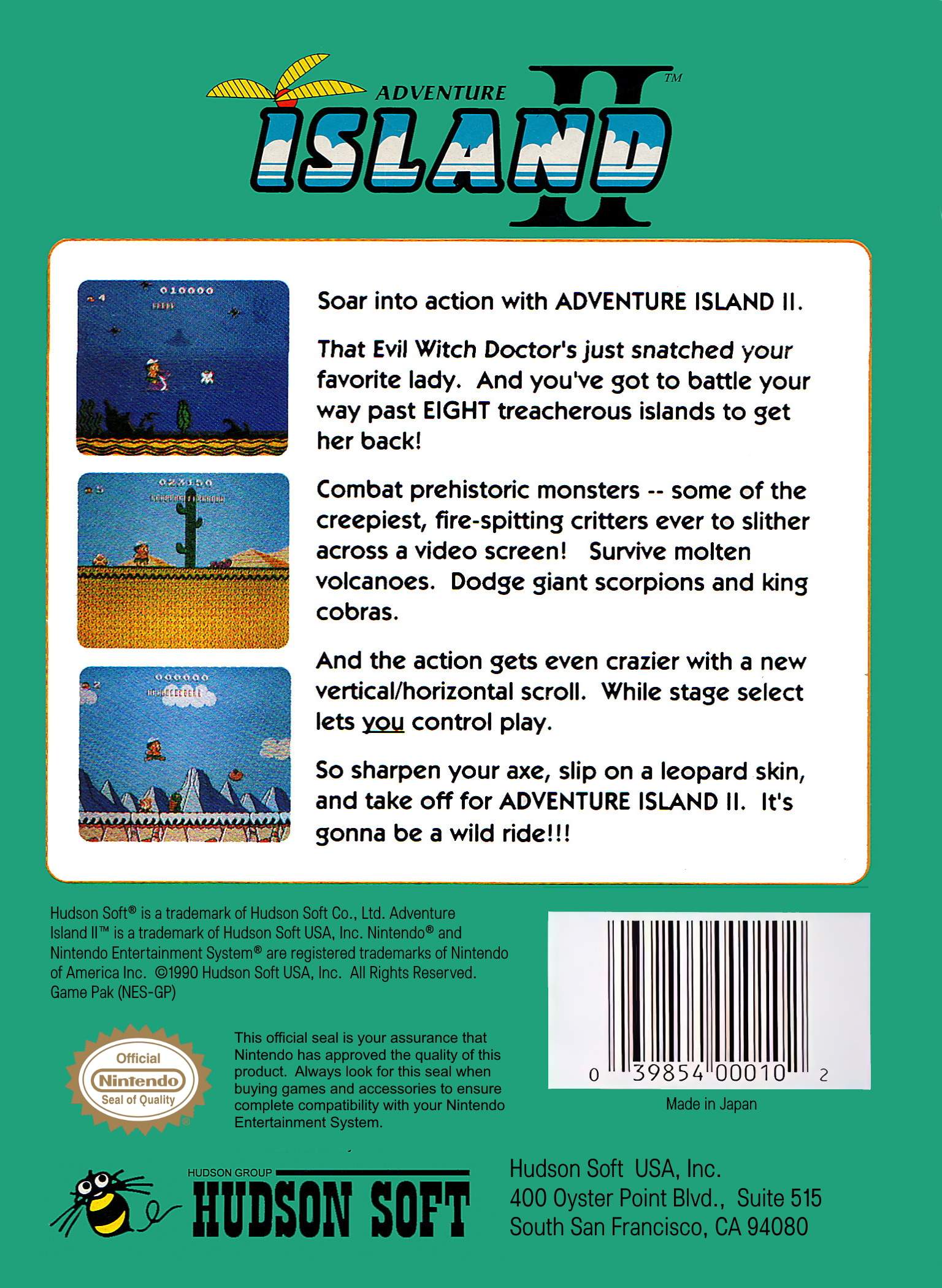 Adventure Island II NES - Video Game - Used - CaveGamers - Image 2