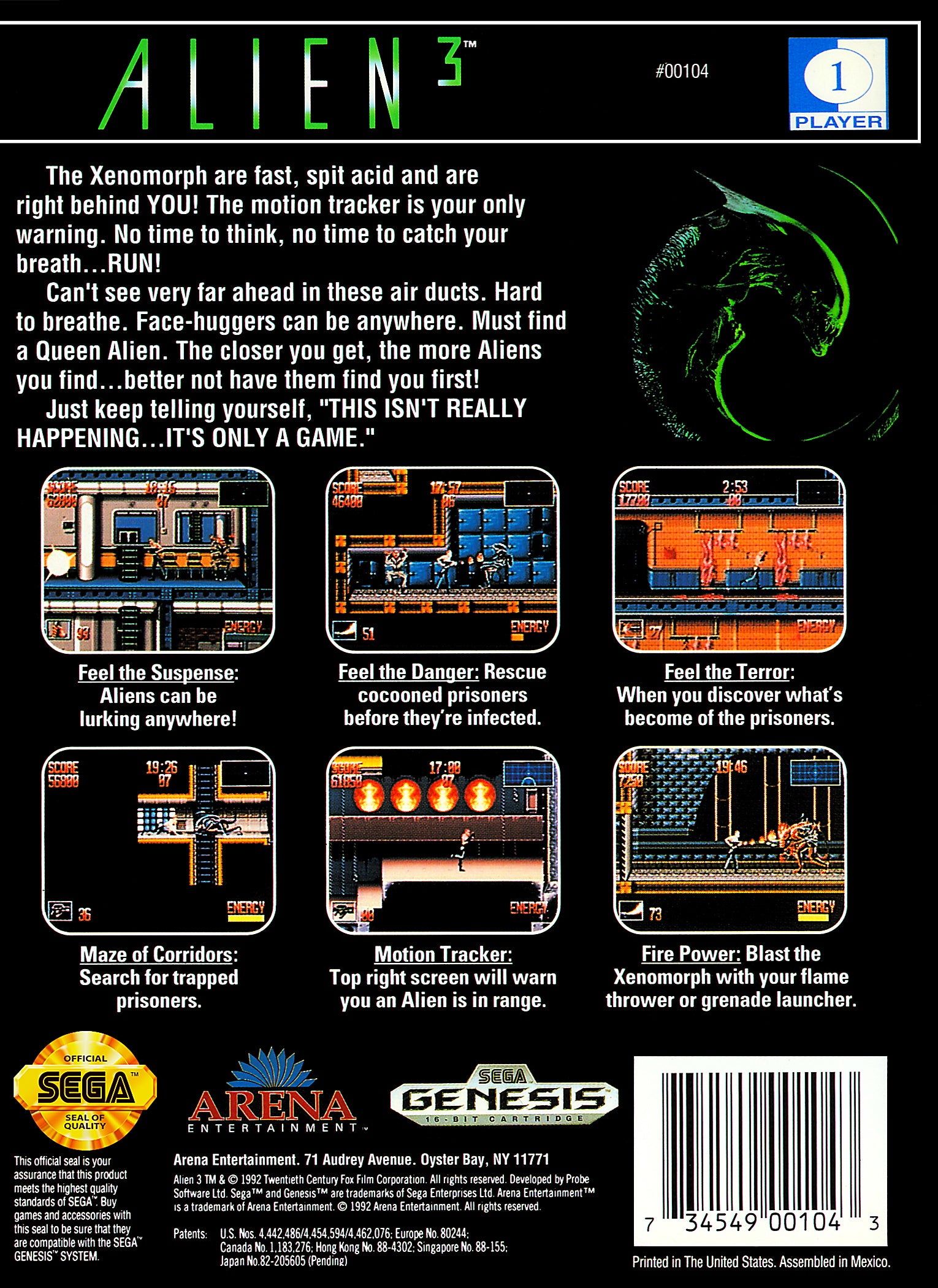 Alien 3 Genesis - Video Game - Used - CaveGamers - Image 2