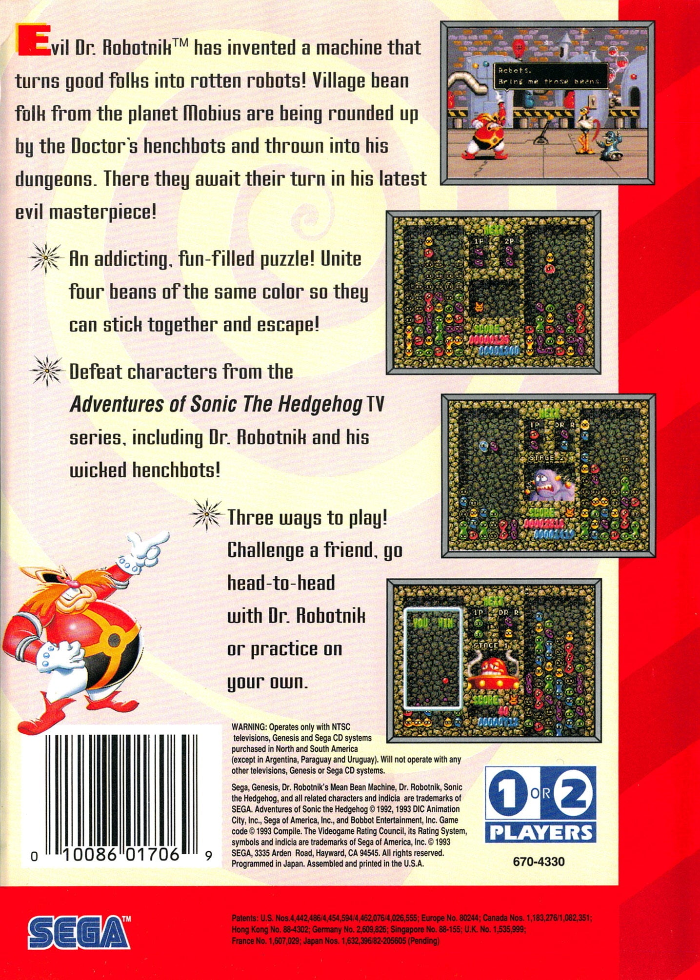 Dr Robotnik's Mean Bean Machine Genesis - Video Game - Used - CaveGamers - Image 2