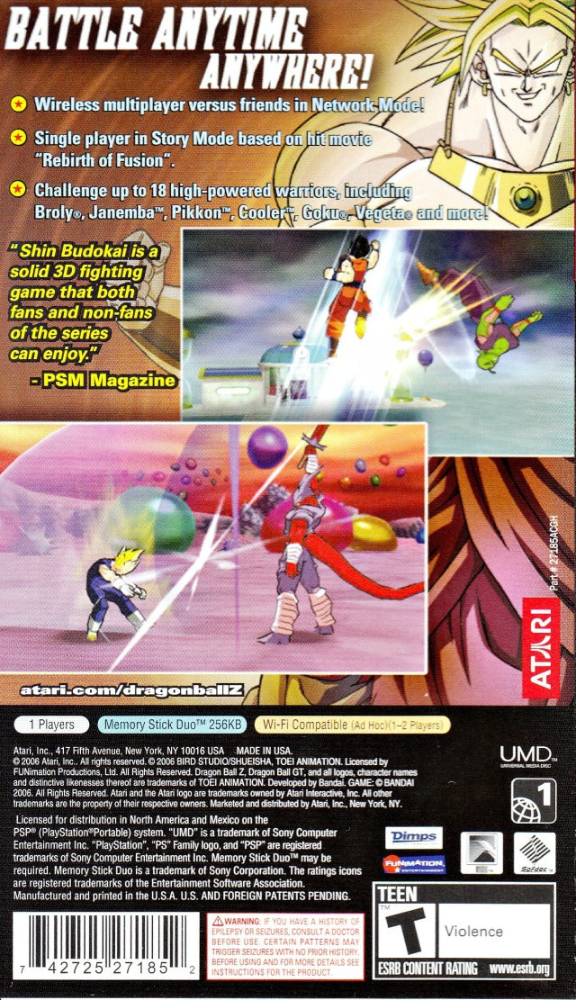 Dragon Ball Z Shin Budokai PSP - Video Game - Used - CaveGamers - Image 2