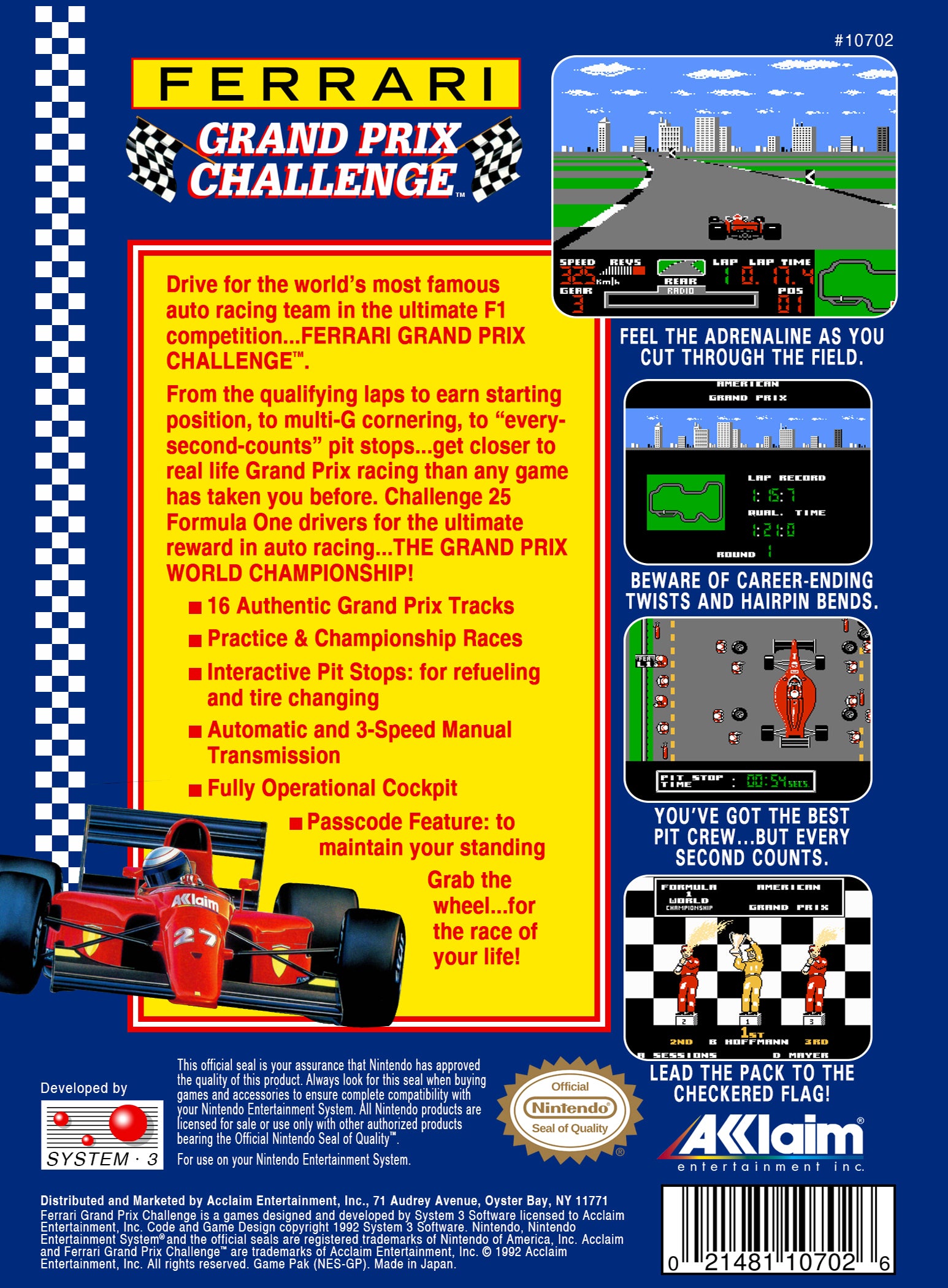 Ferrari Grand Prix Challenge NES - Video Game - Used - CaveGamers - Image 2