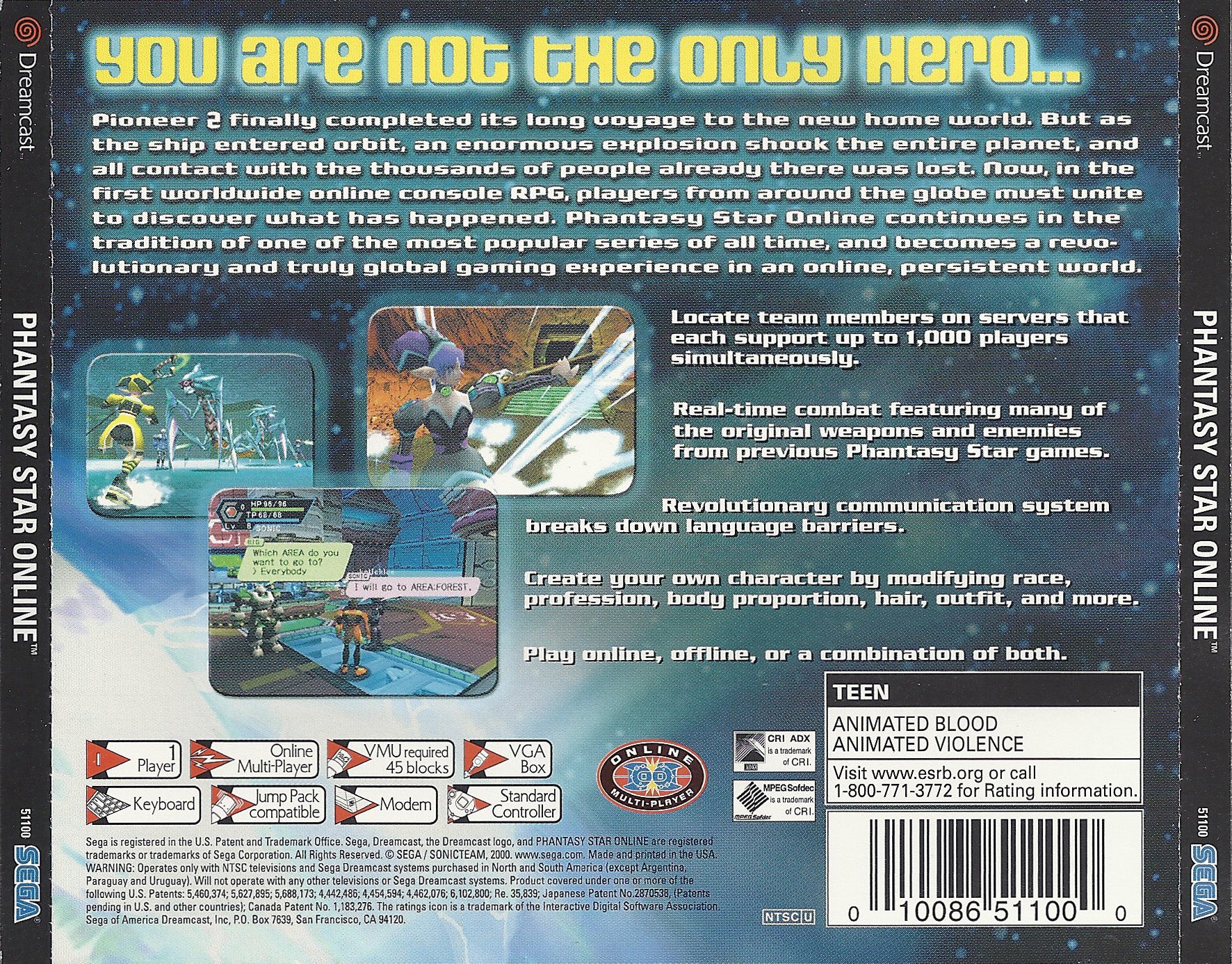 Phantasy Star Online DreamCast - Video Game - Used - CaveGamers - Image 2