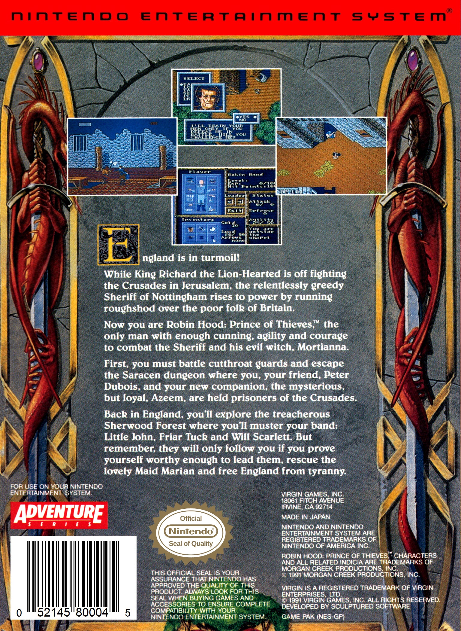 Robin Hood Prince of Thieves NES - Video Game - Used - CaveGamers - Image 2