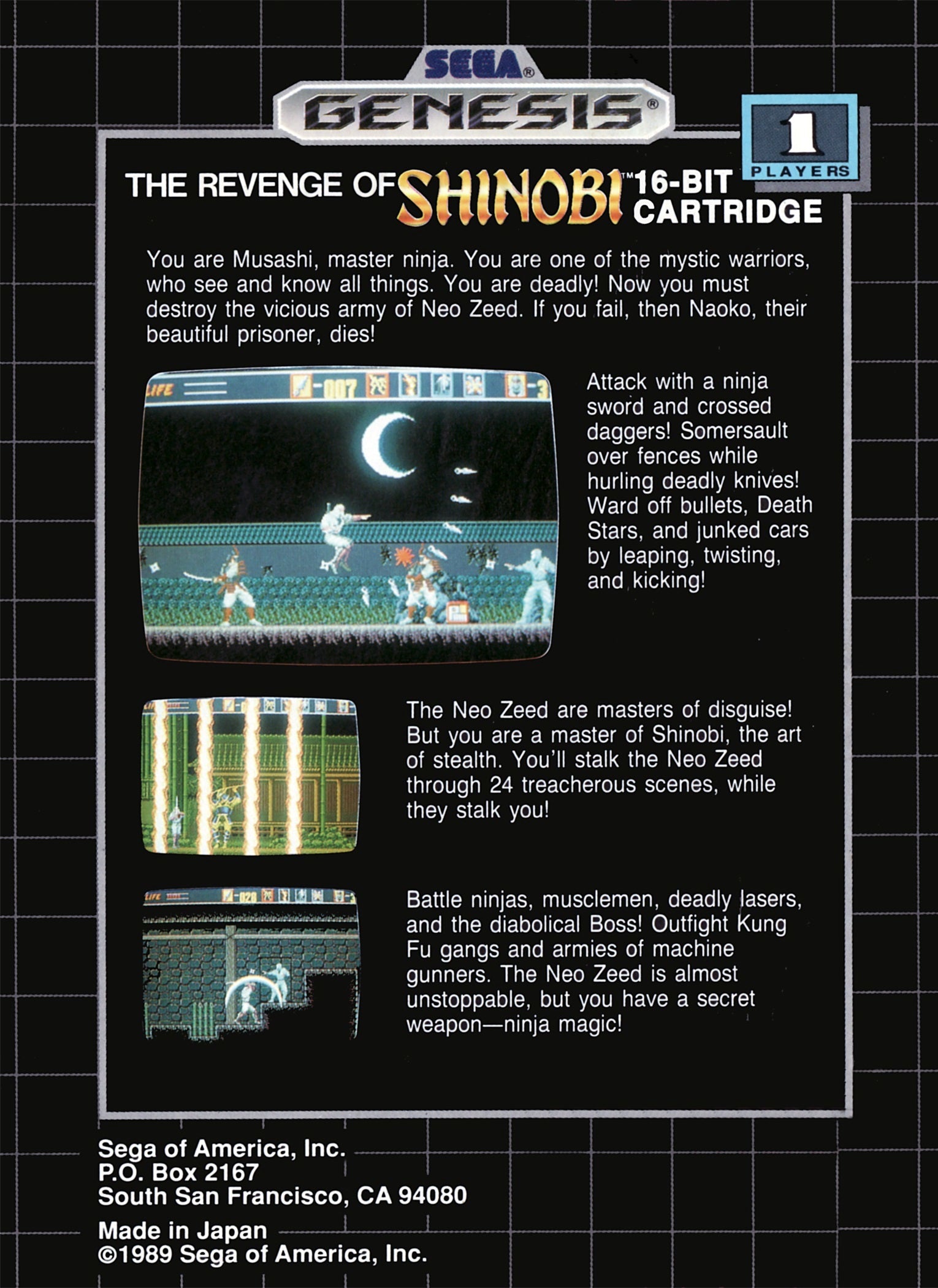 The Revenge of Shinobi Genesis - Video Game - Used - CaveGamers - Image 2