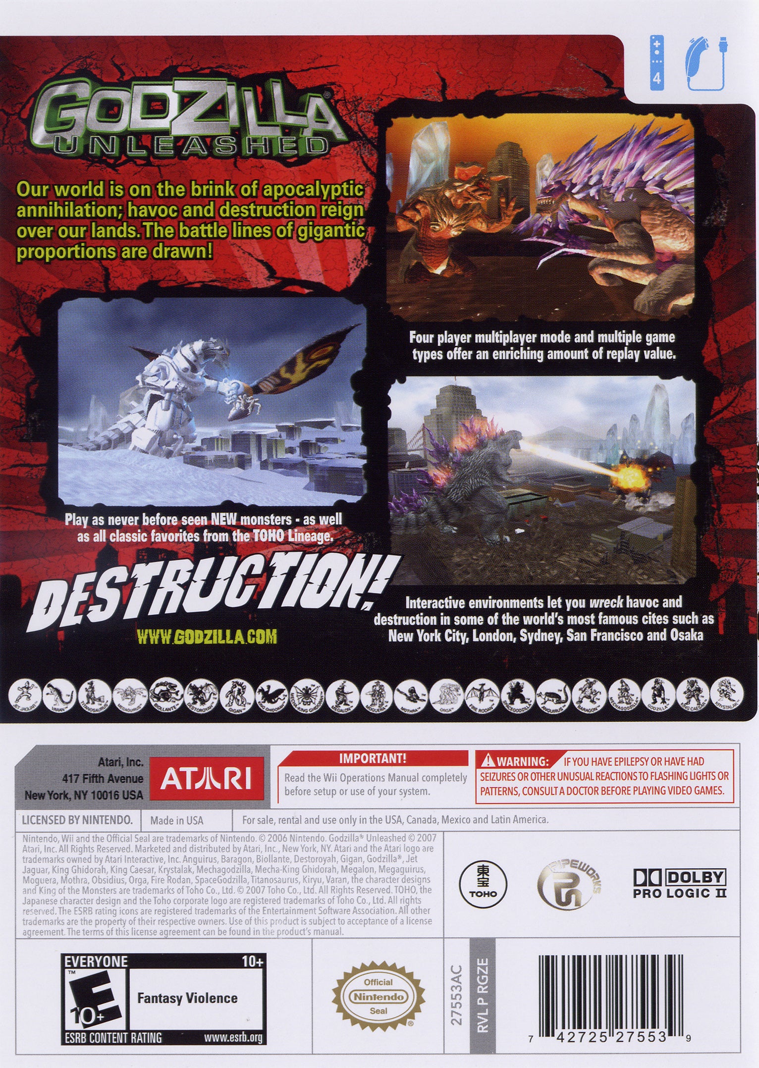 Godzilla Unleashed Wii - Video Game - Used - CaveGamers - Image 2