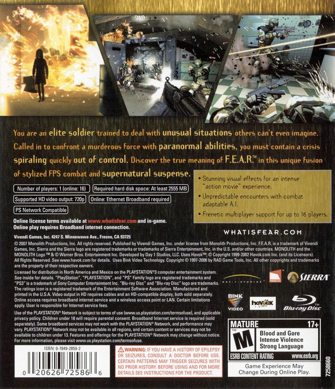 F.E.A.R. PS3 - Video Game - Used - CaveGamers - Image 2