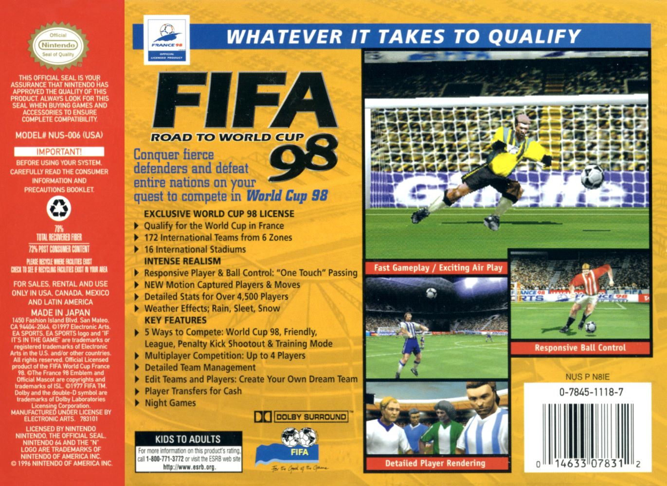 FIFA Road to World Cup 98 N64 - Video Game - Used - CaveGamers - Image 2