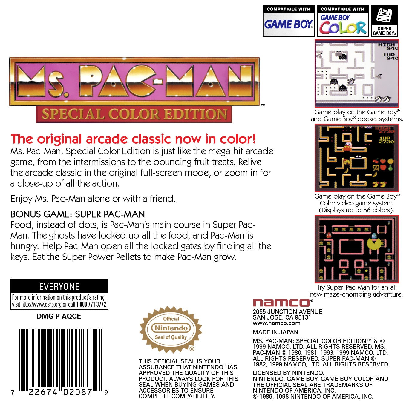 Ms. Pac-Man: Special Color Edition Game Boy Color - Video Game - Used - CaveGamers - Image 2