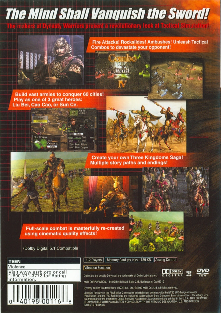 Dynasty Tactics PS2 - Video Game - Used - CaveGamers - Image 2