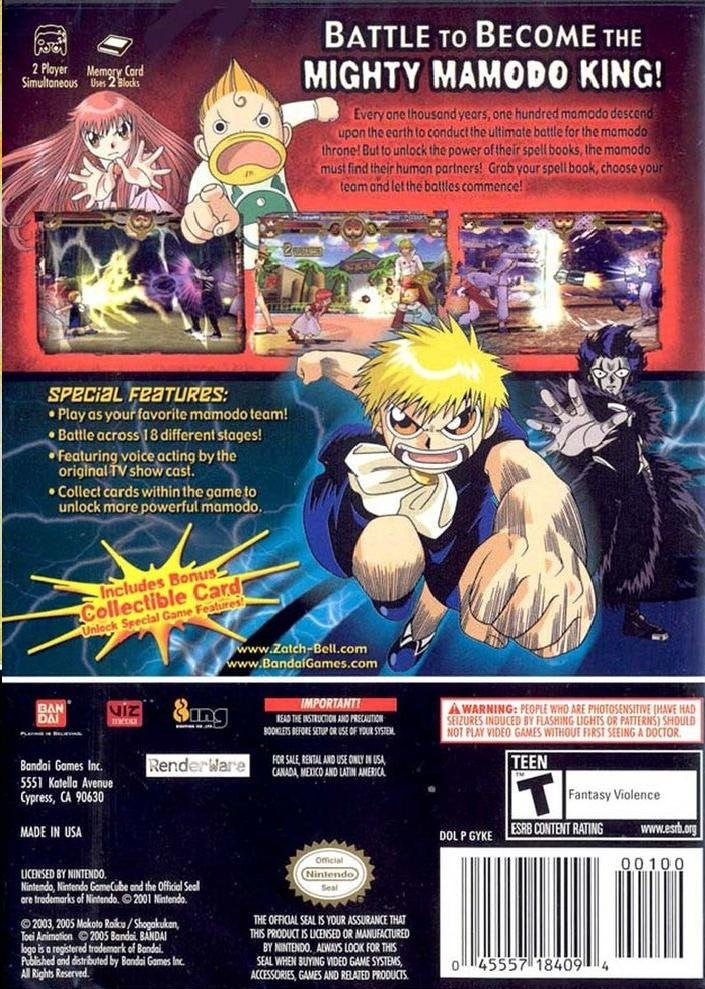 Zatch Bell Mamodo Battles GameCube - Video Game - Used - CaveGamers - Image 2