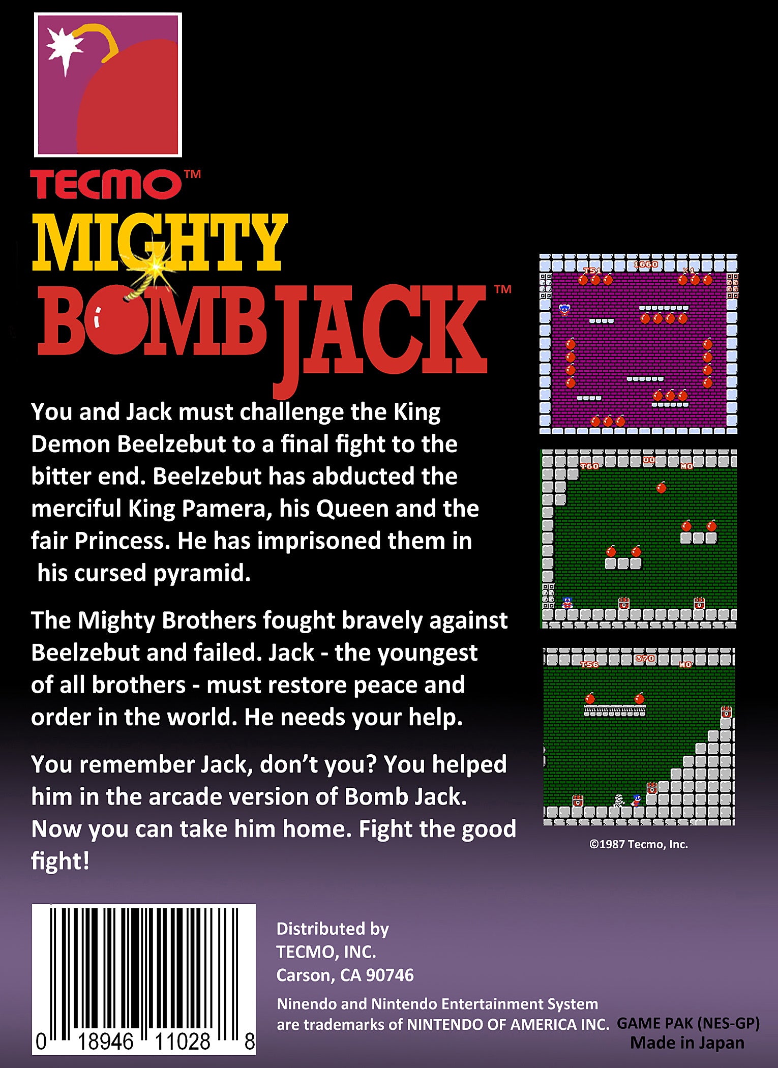 Mighty Bomb Jack NES - Video Game - Used - CaveGamers - Image 2