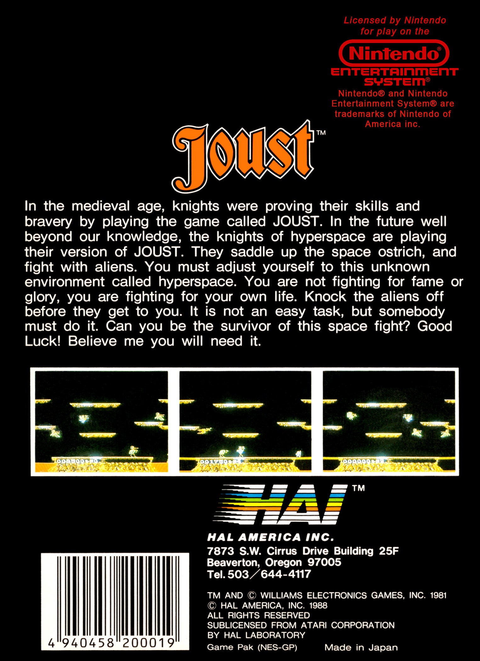 Joust NES - Video Game - Used - CaveGamers - Image 2