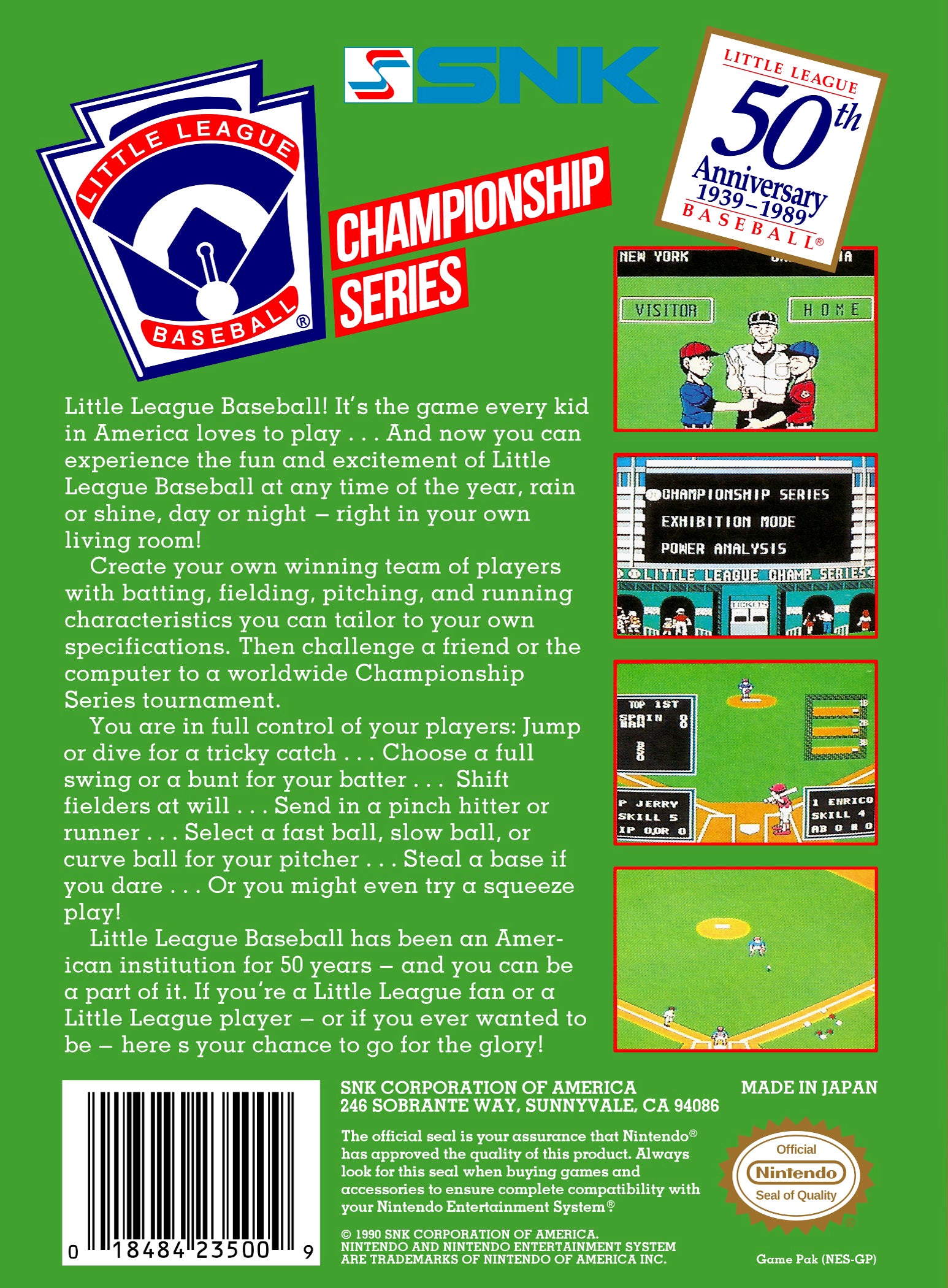 Little League Baseball NES - Video Game - Used - CaveGamers - Image 2