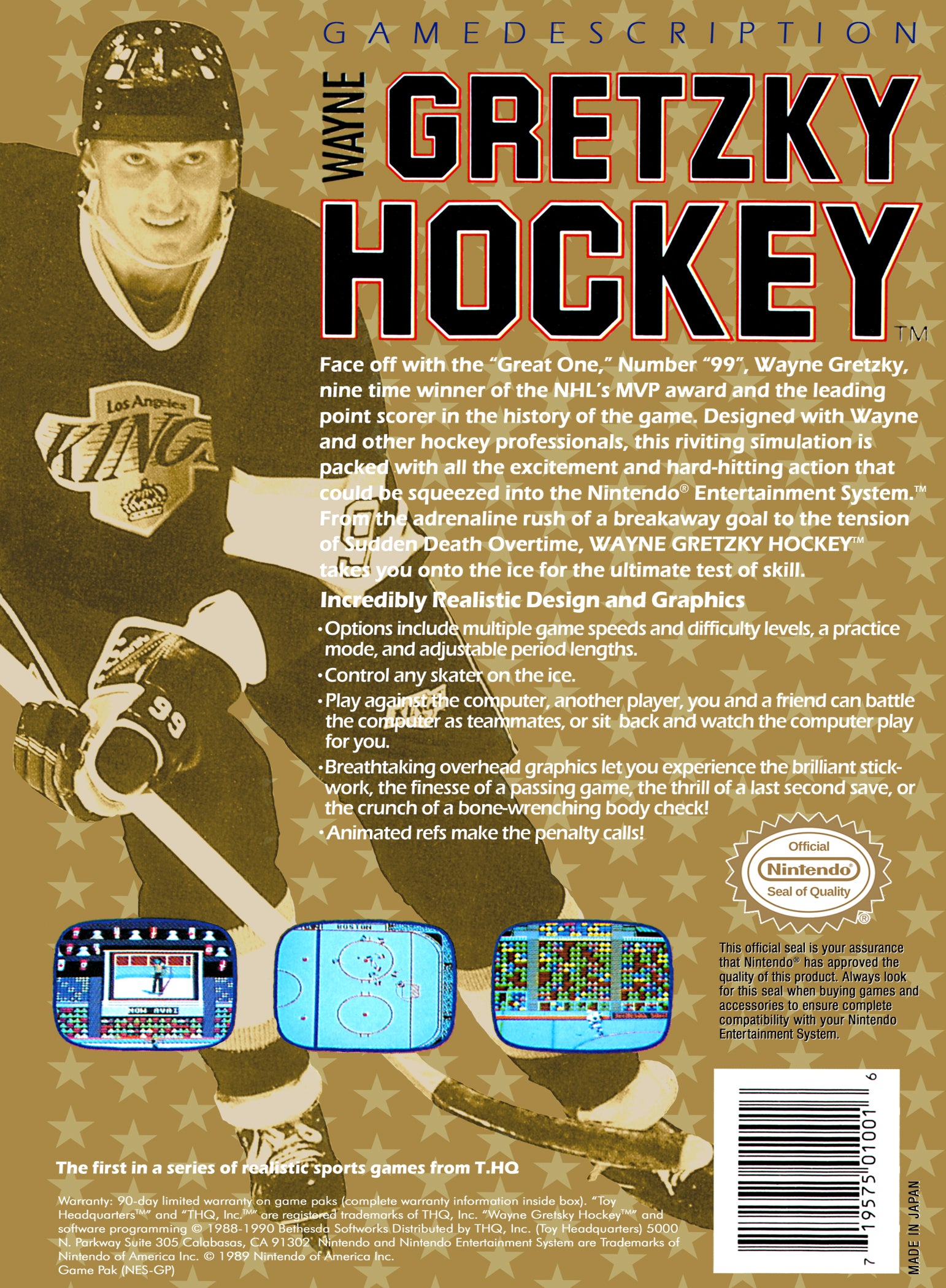 Wayne Gretzky Hockey NES - Video Game - Used - CaveGamers - Image 2