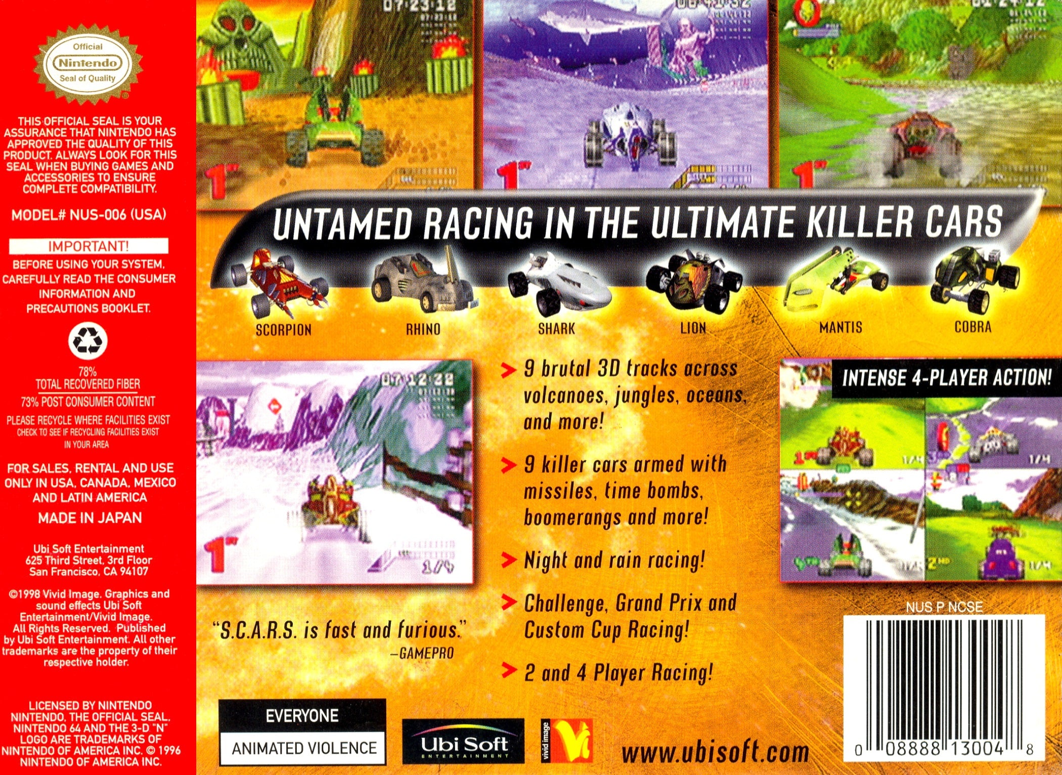 SCARS N64 - Video Game - Used - CaveGamers - Image 2