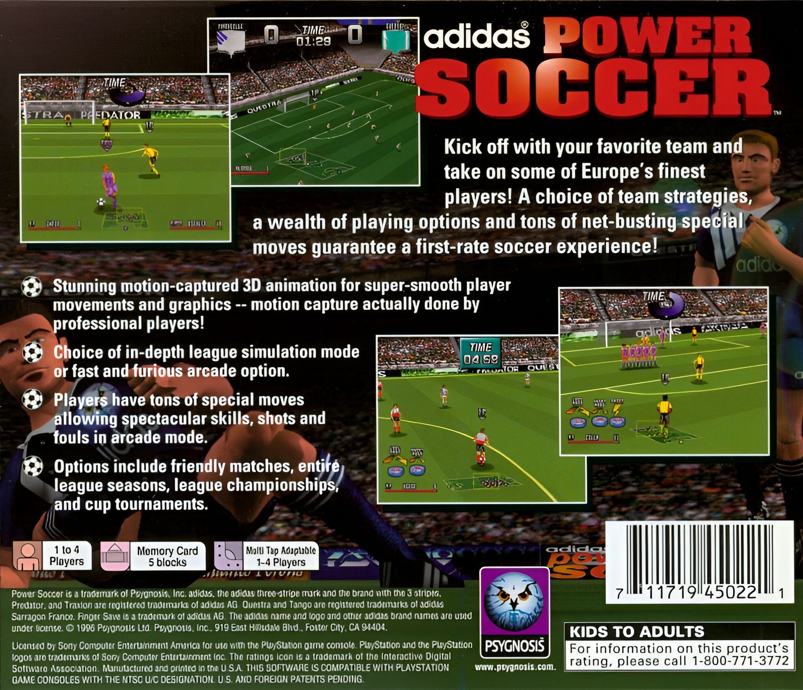 Adidas Power Soccer Playstation - Video Game - Used - CaveGamers - Image 2